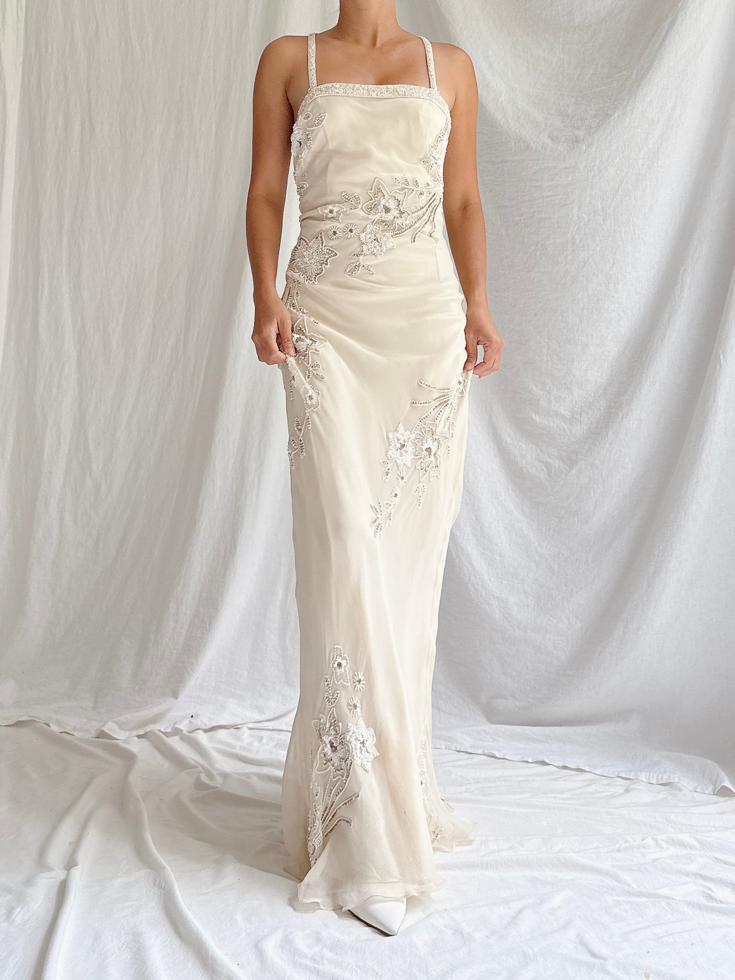 Vintage Silk Beaded Bias Gown - S/4