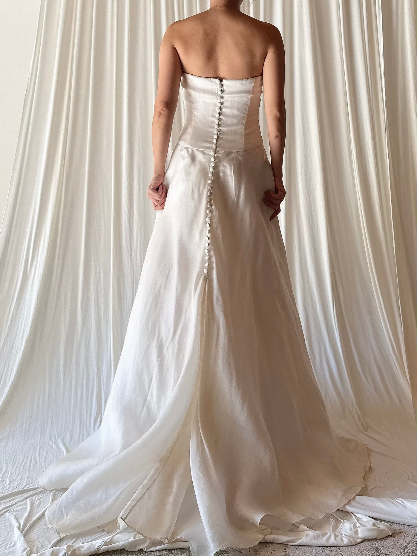 1990s Silk Organza Strapless Gown - US 4