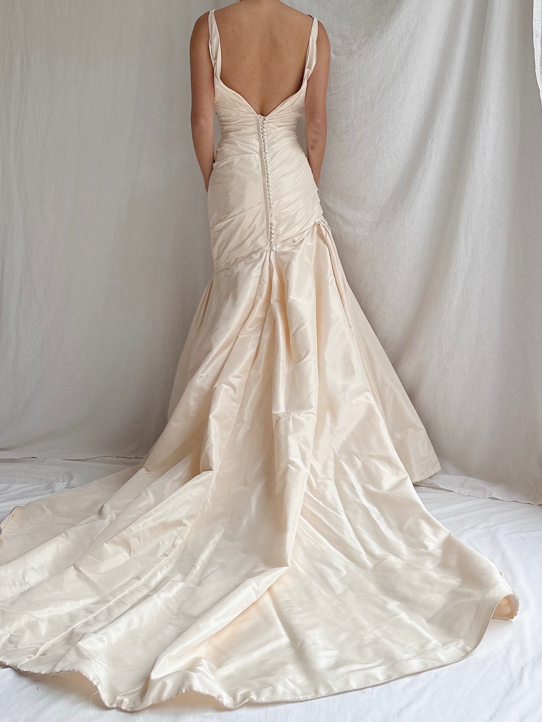 Vintage Silk Draped Gown - S