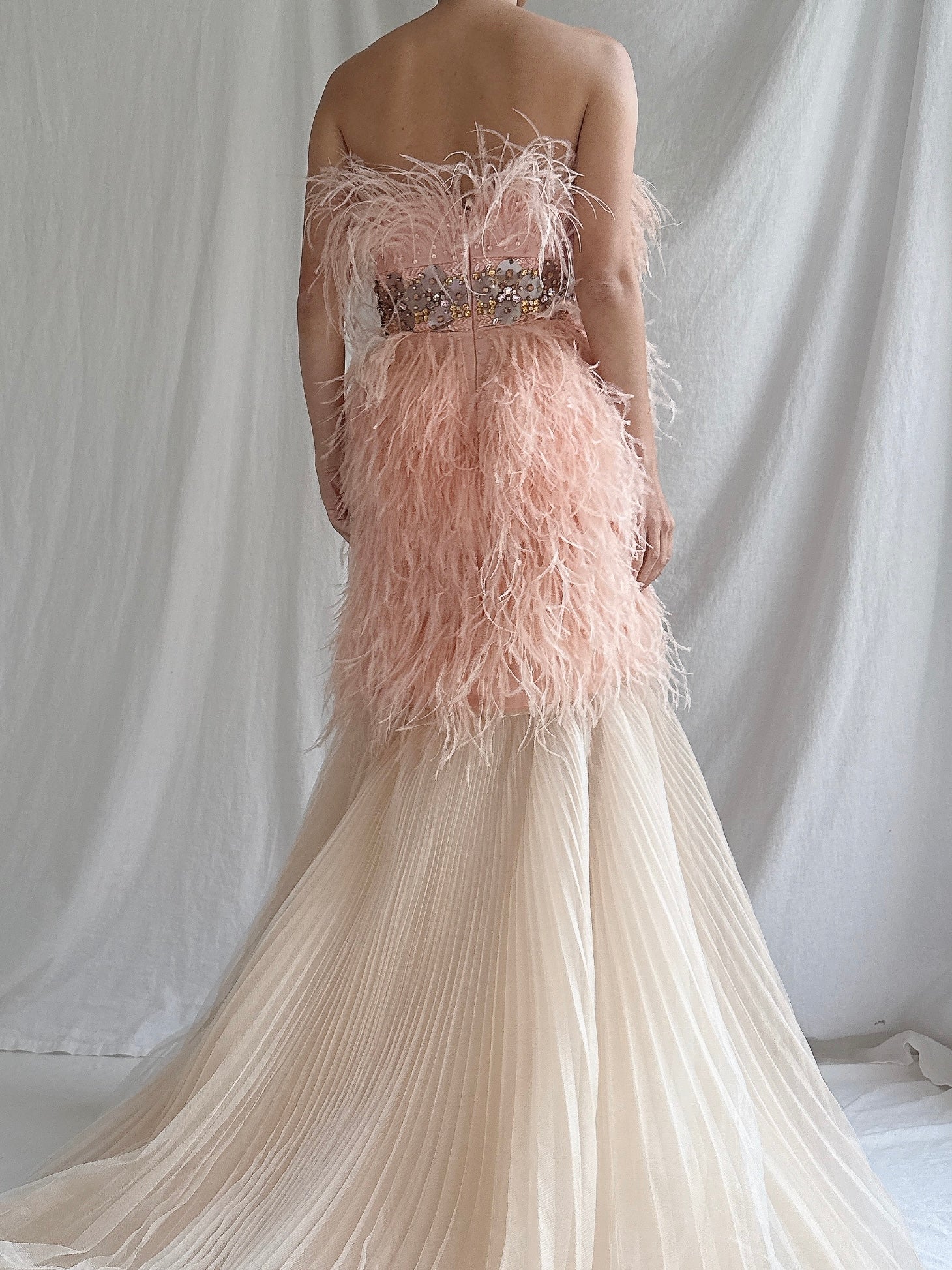 Ostrich Feather Tulle Gown - M 6/8