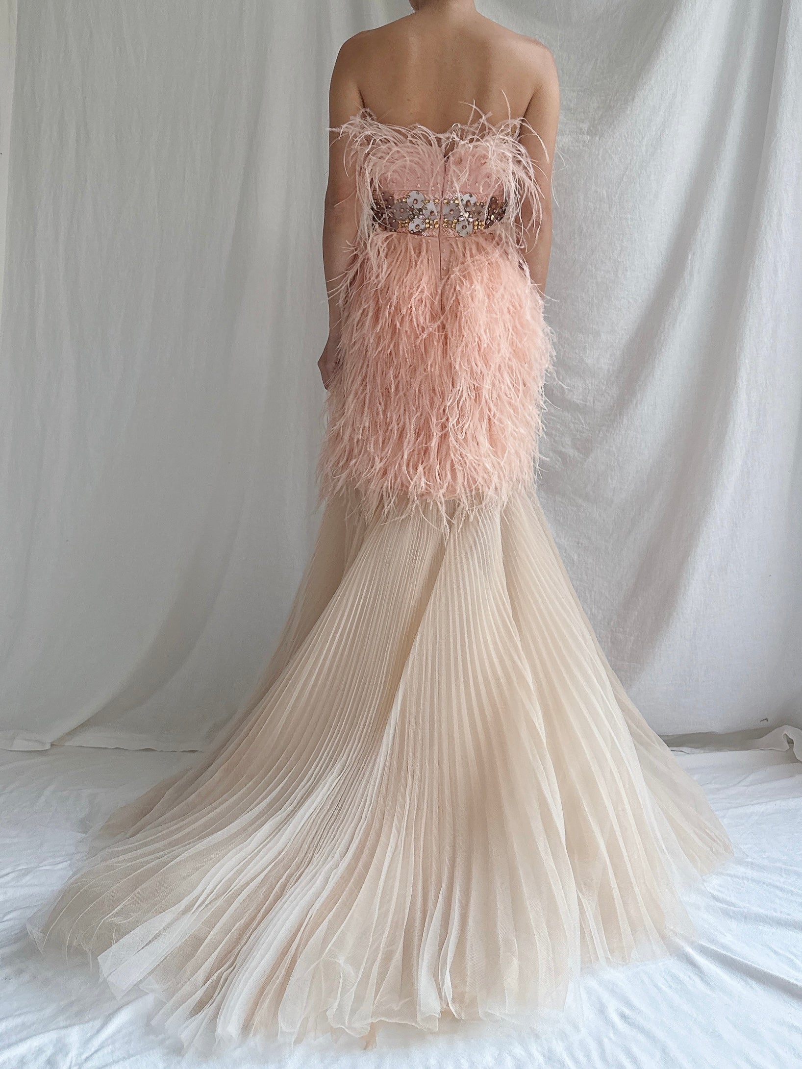 Ostrich Feather Tulle Gown - M 6/8