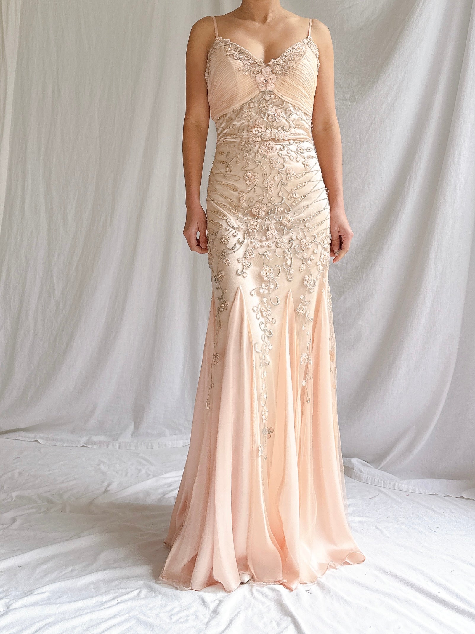 Vintage Sue Wong Embroidered Silk/Tulle Gown - S