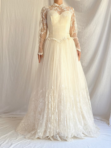 Vintage Silk Lace Gown - Size XS/S