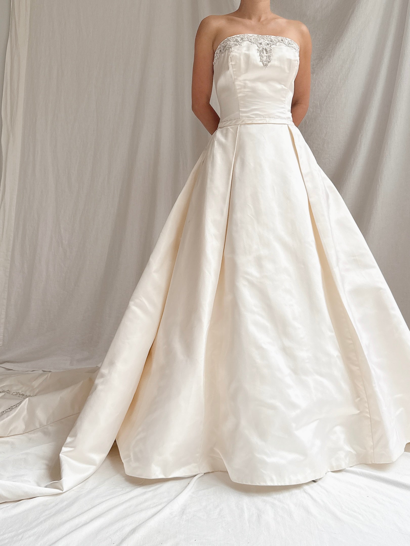 Vintage Strapless Silk Gown - S