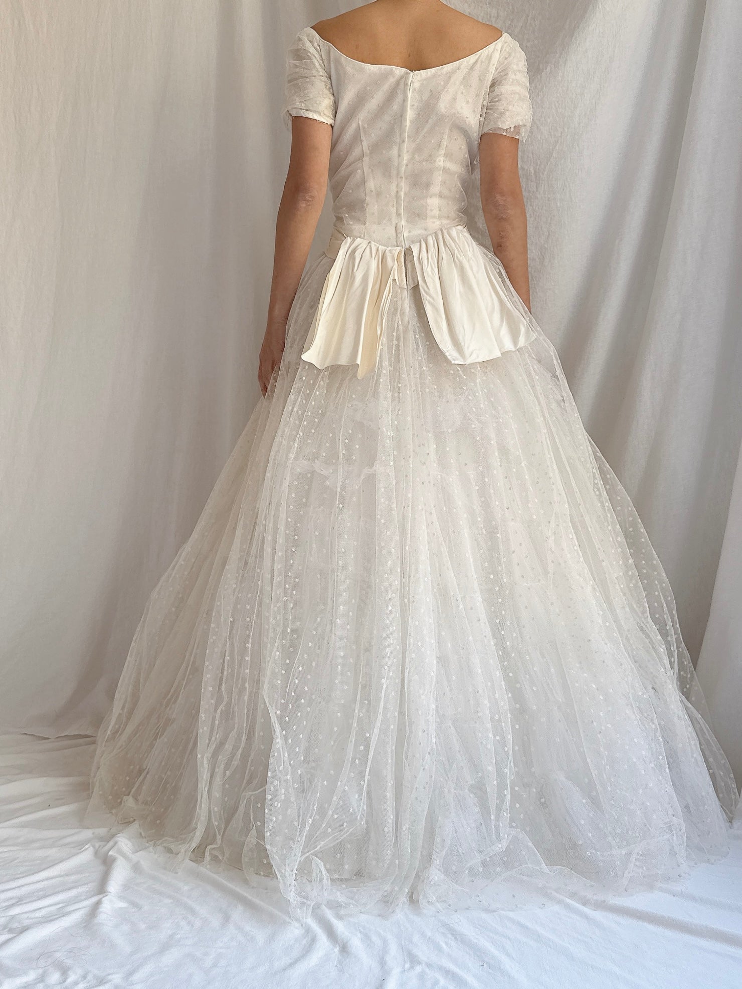 1950s Swiss Dot Tulle Gown - S