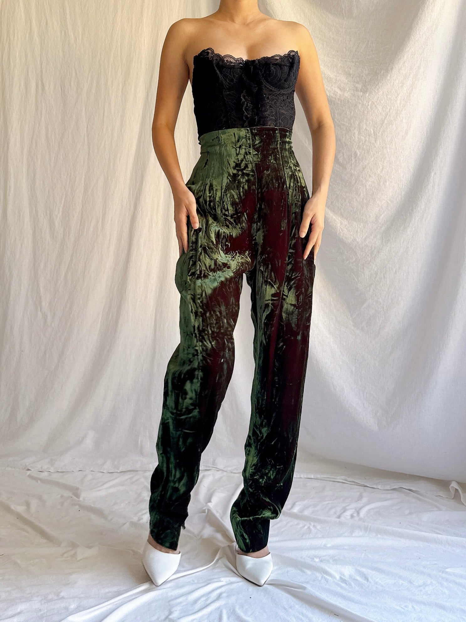 Vintage IDOL UK Crushed Velvet Trousers - S