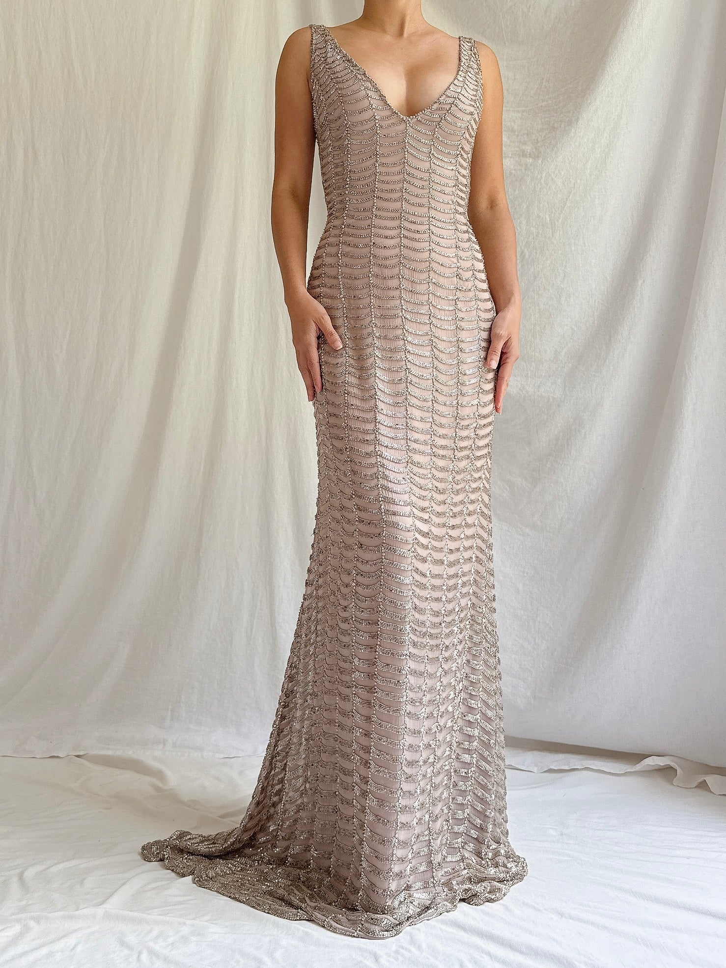 Vintage Naeem Khan Silk Beaded Gown - M/6/8