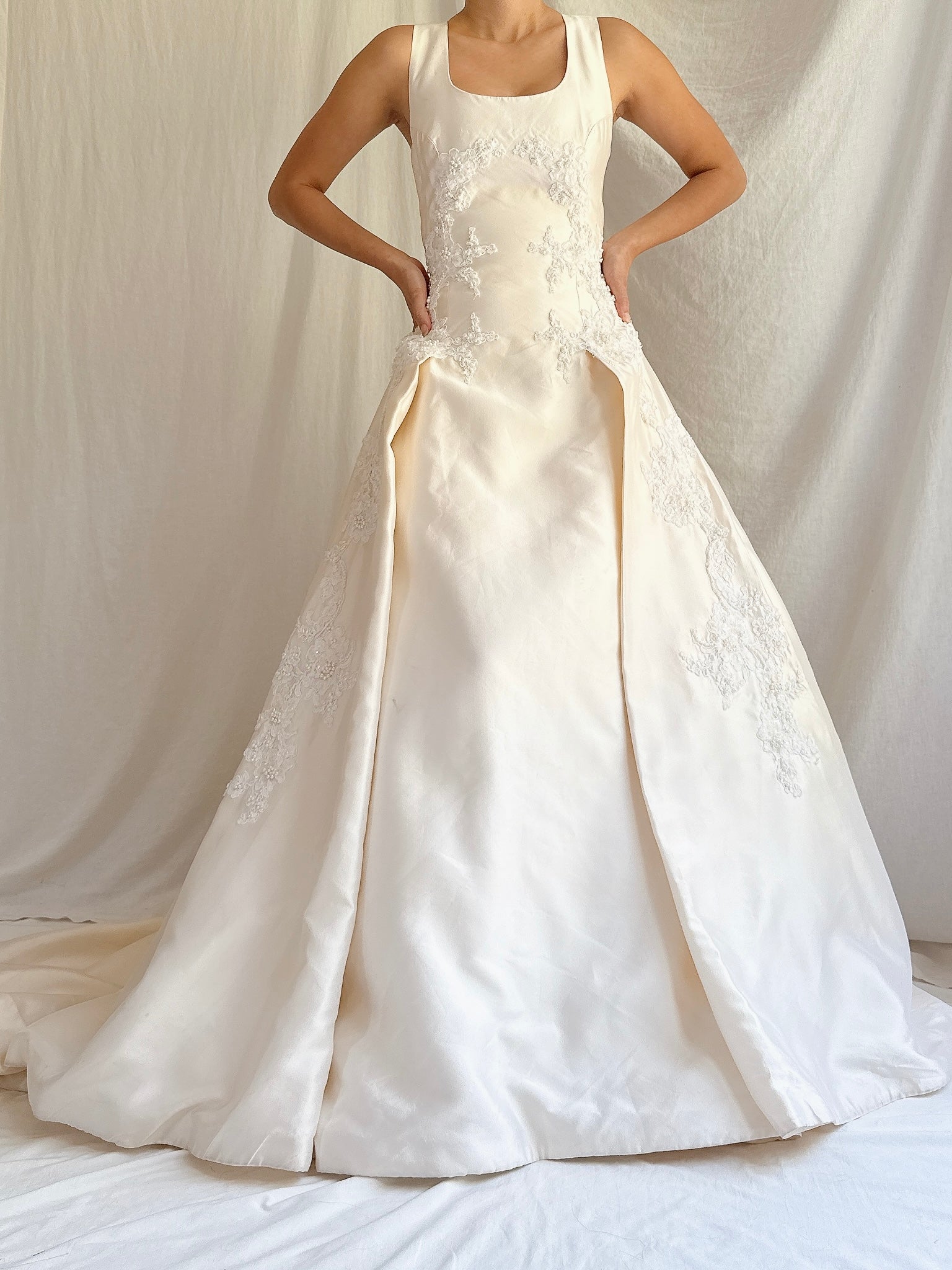 Vintage Silk and Lace Gown - M