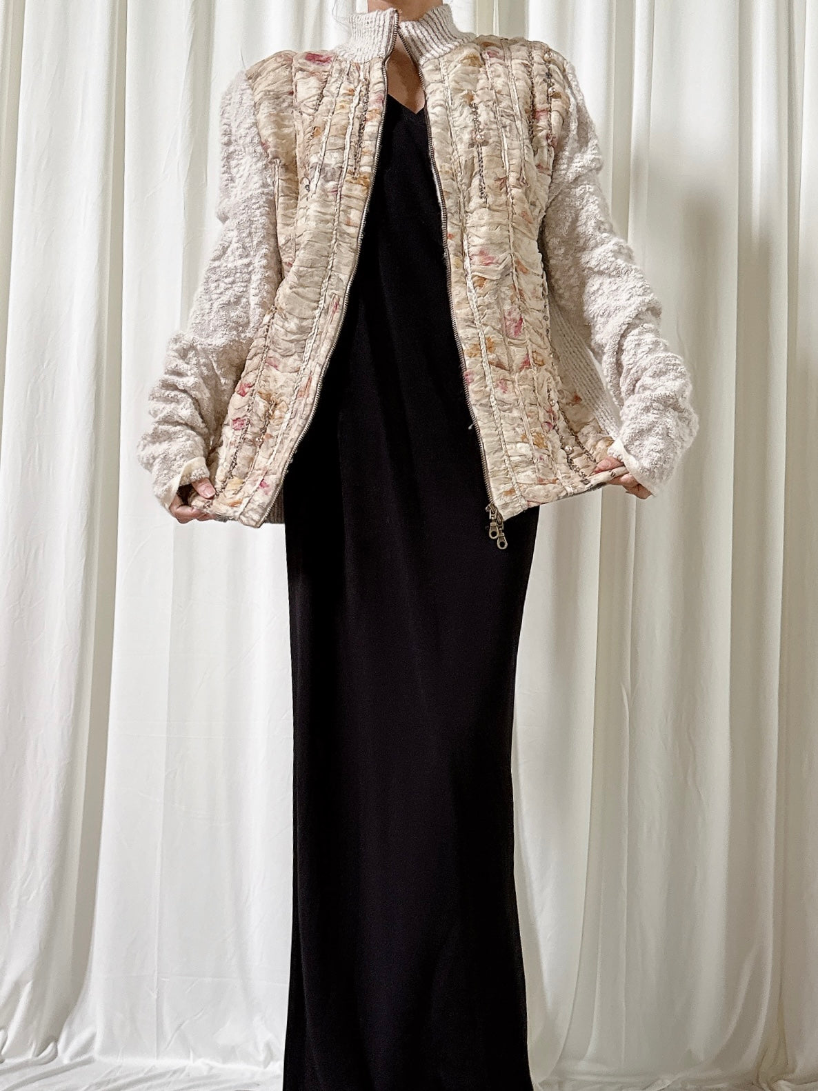 Vintage Tricot Chic Wool White Jacket - US 16