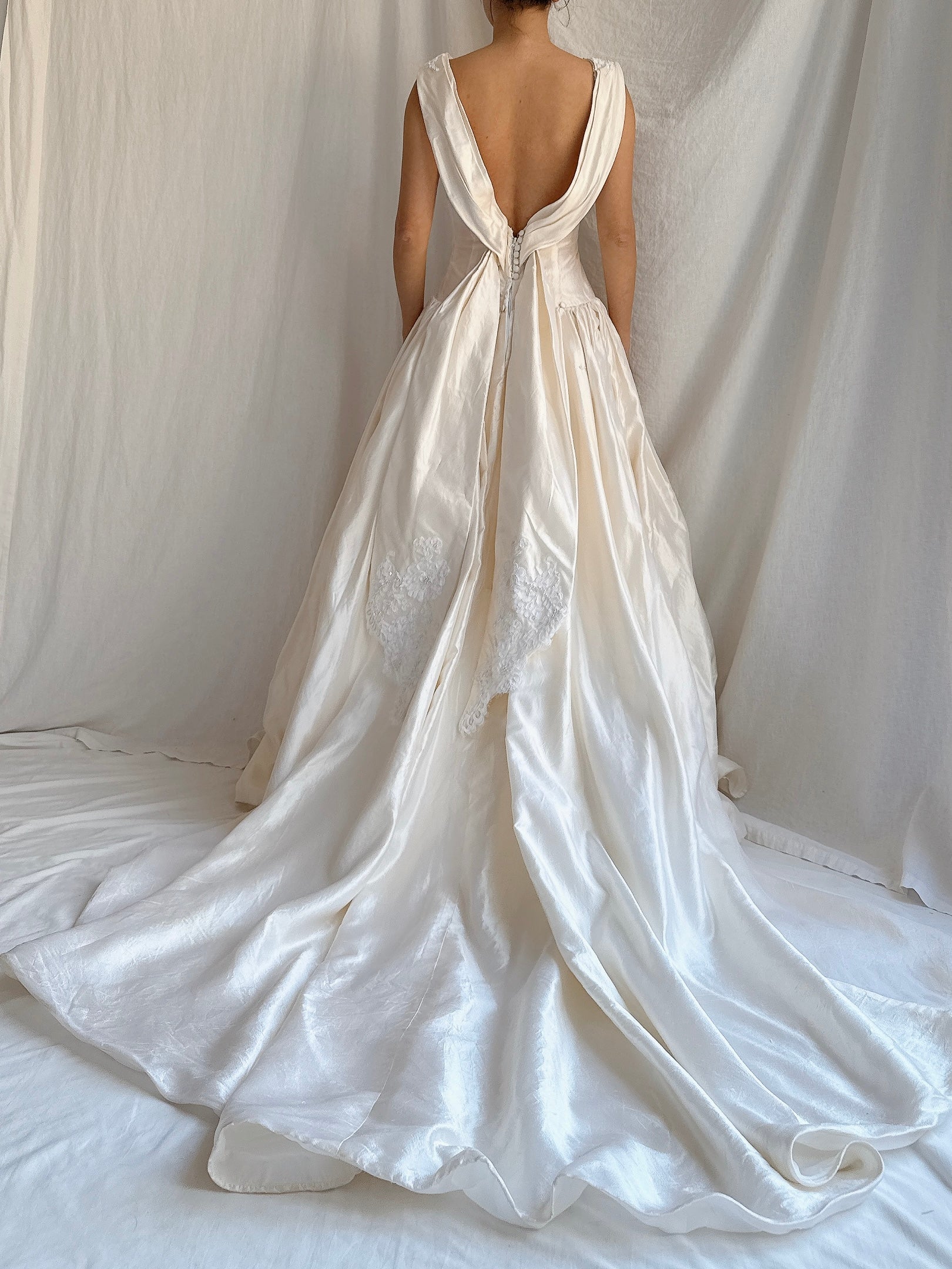 Vintage Silk Boatneck Gown - S/M