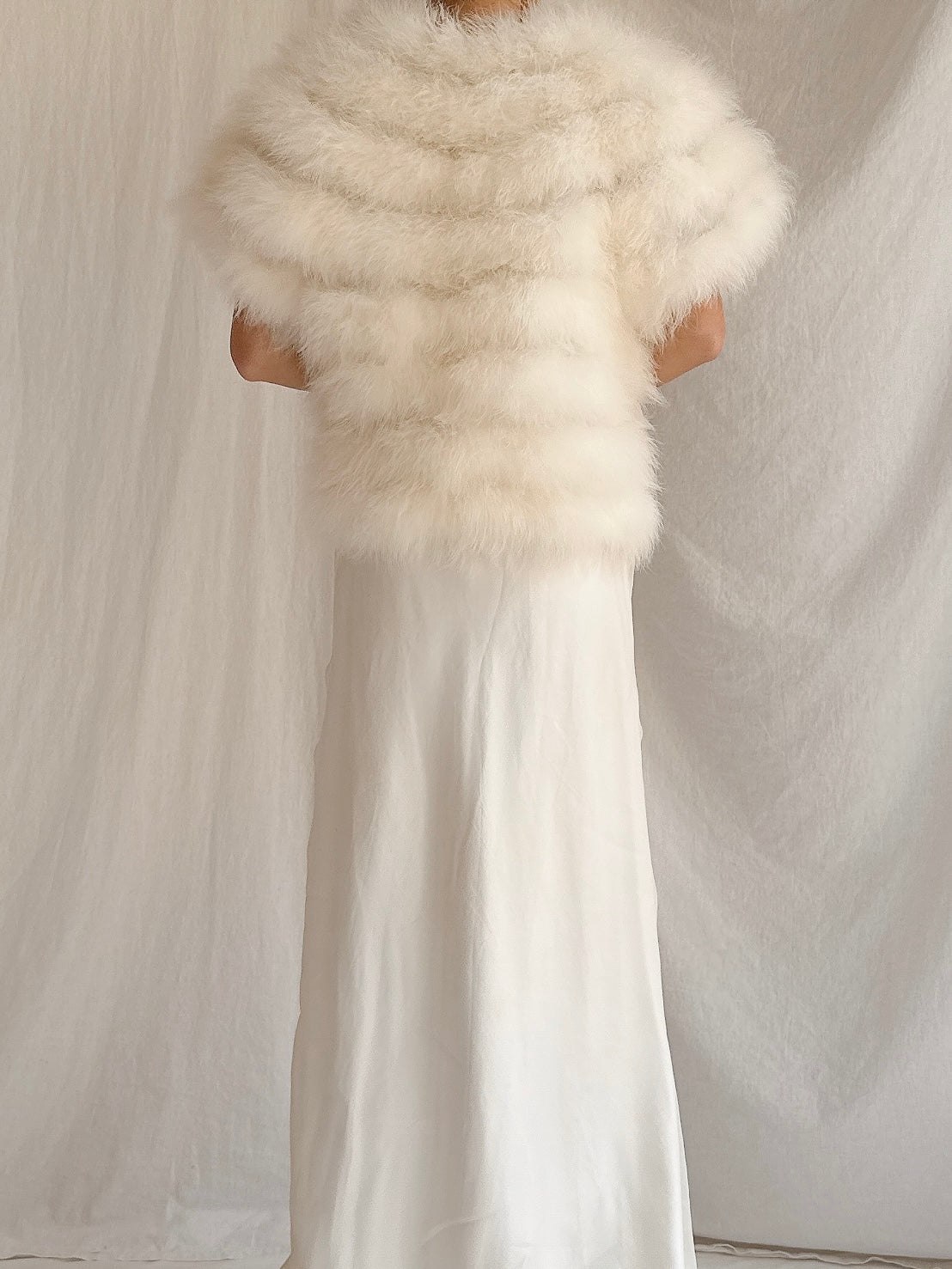 Vintage Sleeveless Feather Jacket - OSFM