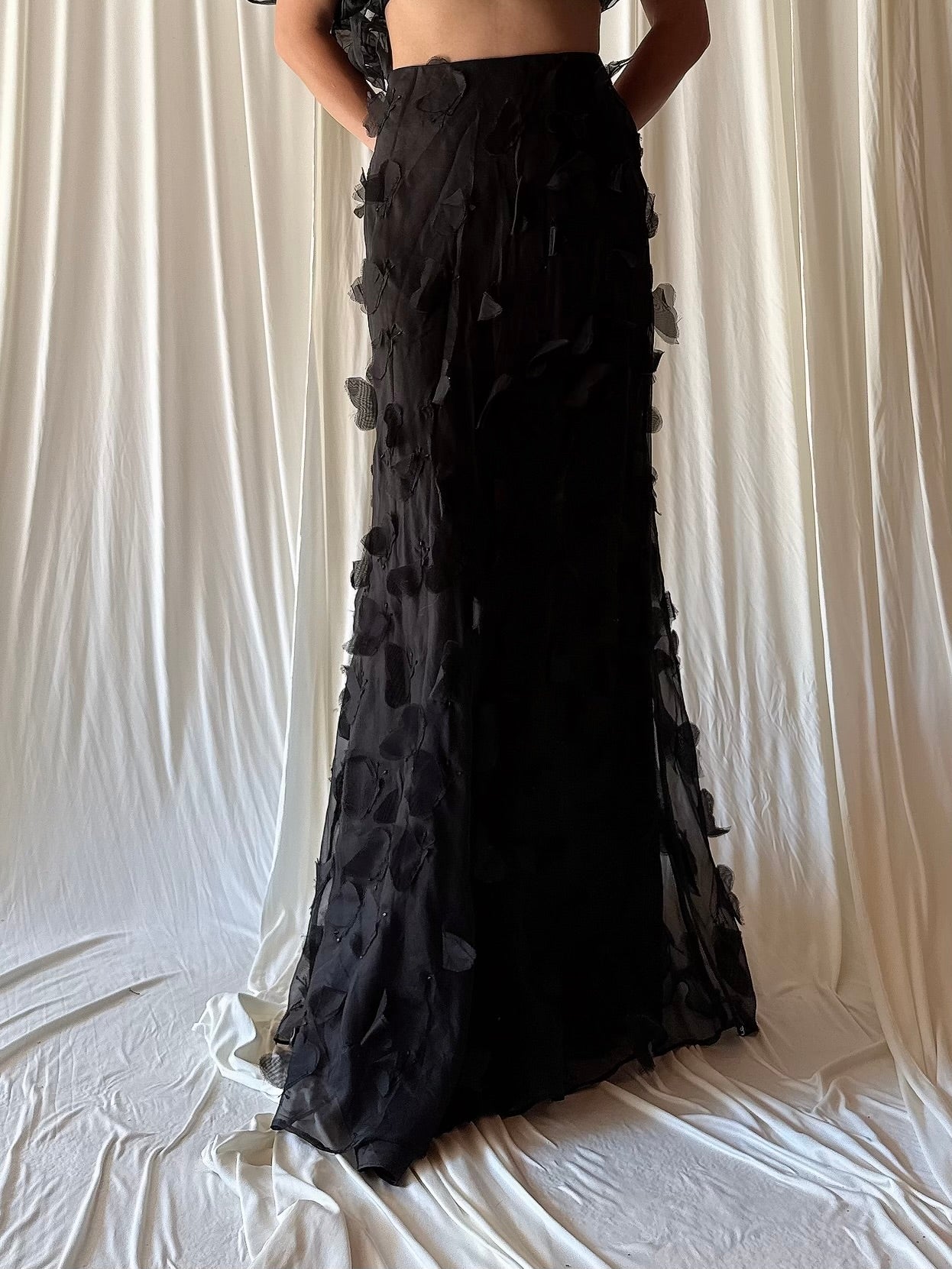 Vintage Petrovich and Robinson Silk Organza 3D Butterfly Skirt