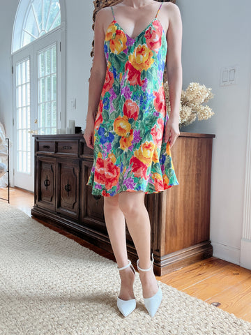 1980s Floral Poly Slip - M