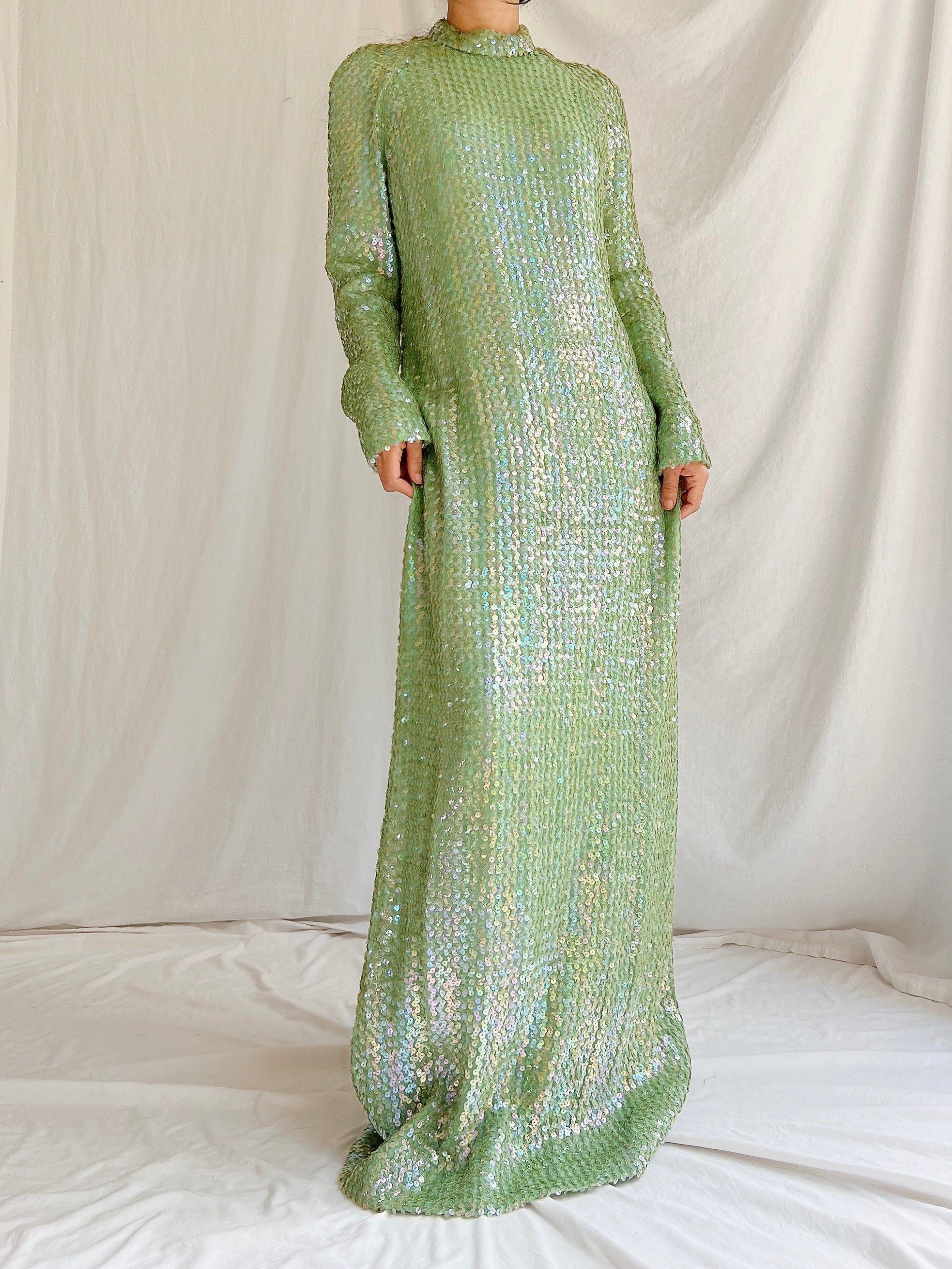 1960s Green Sequins Gown - M | G O S S A M E R 1960s Green Sequins Gown - M | G O S S A M E R