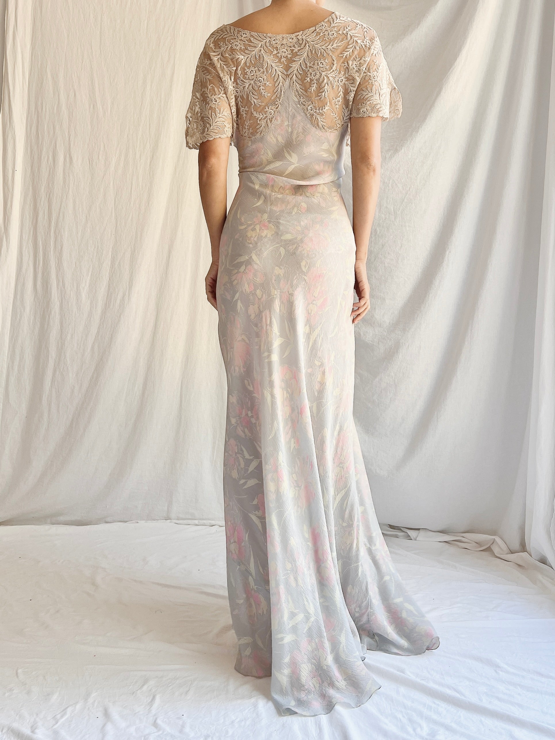 1930s Silk Pastel Gown - M