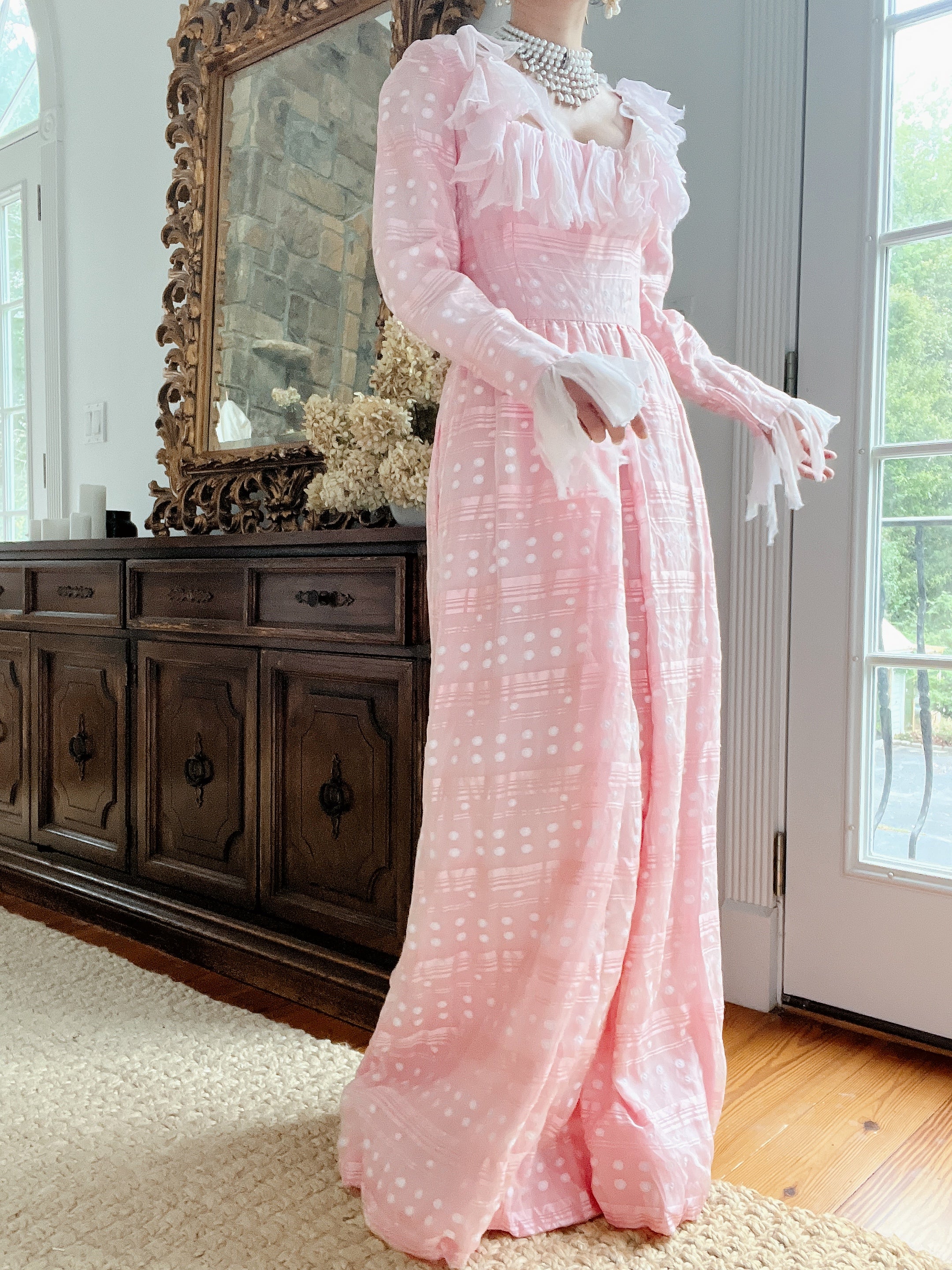 1960s Pink Organza Square Neck Gown - XS/S