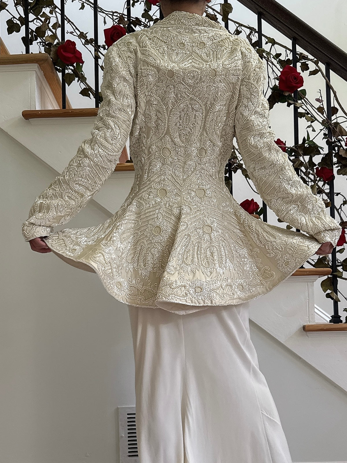 Vintage Eavis & Brown Silk Beaded Jacket - M