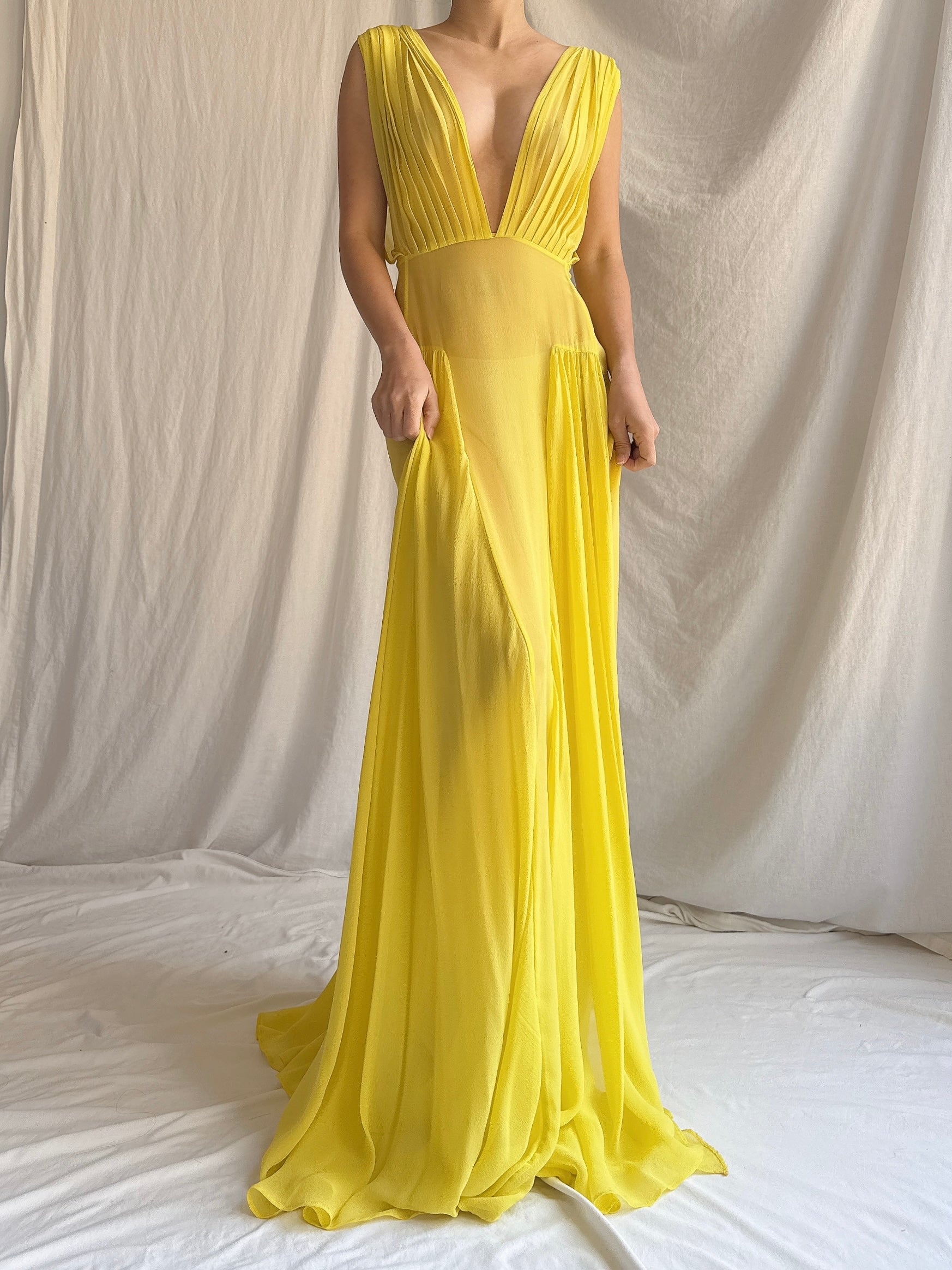 Vintage Sheer Silk Chiffon Gown - M