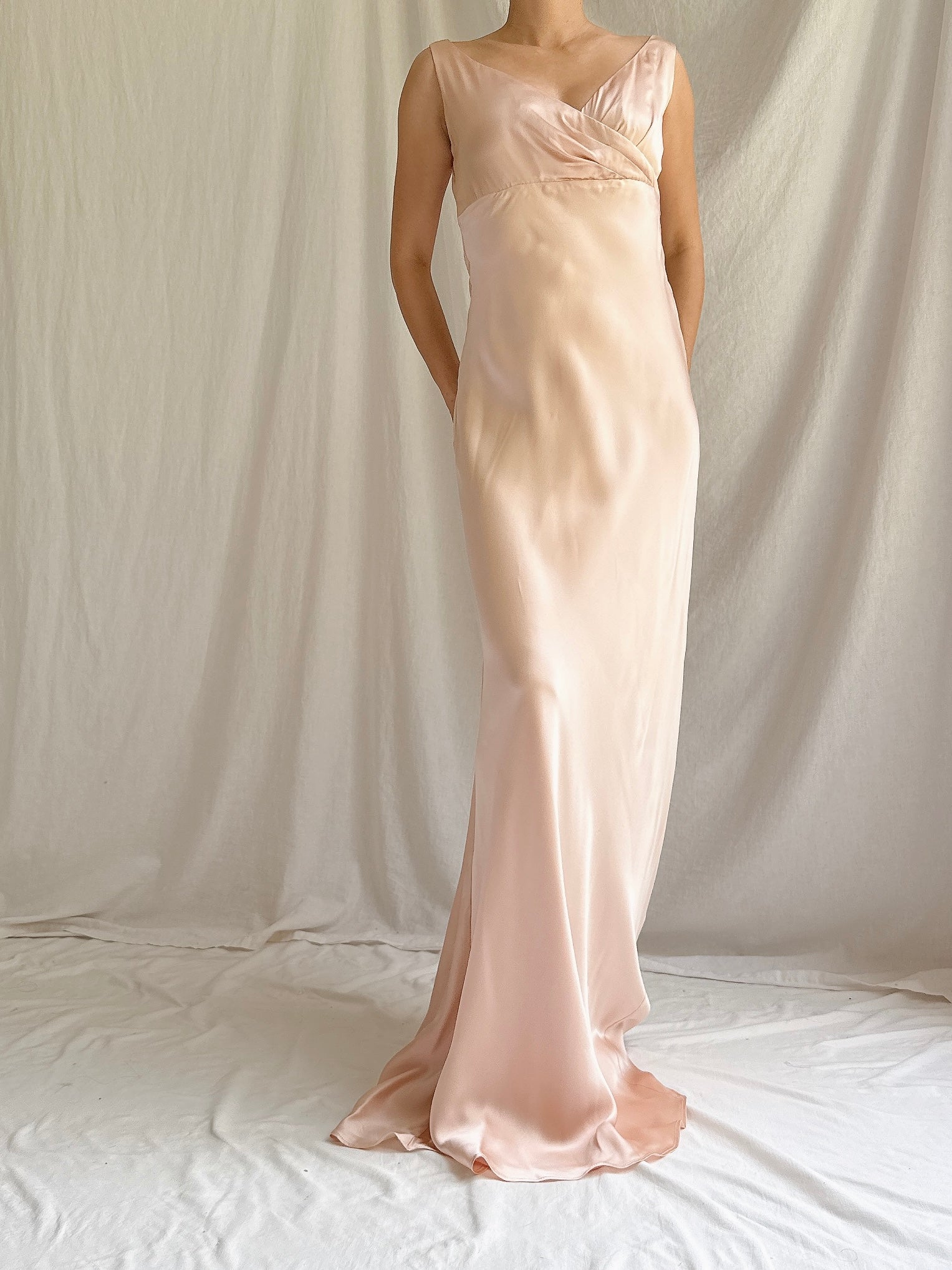 Vintage Pink Silk Slip Dress - S