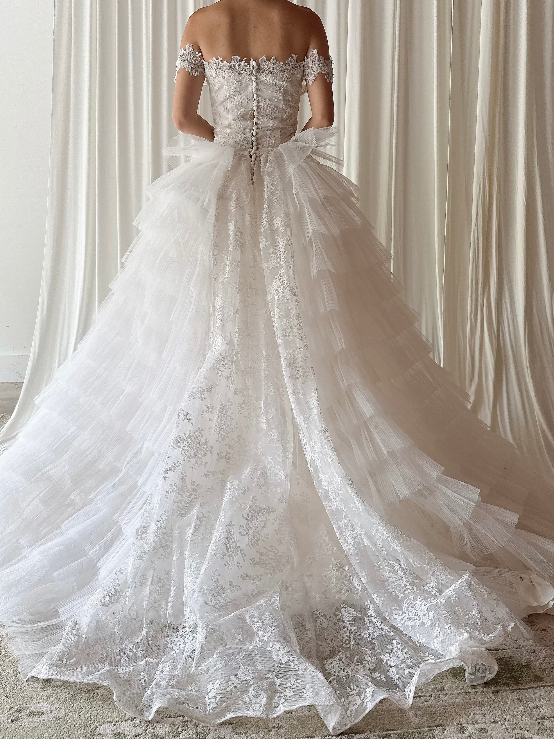 1950s Lace and Tulle Gown - S