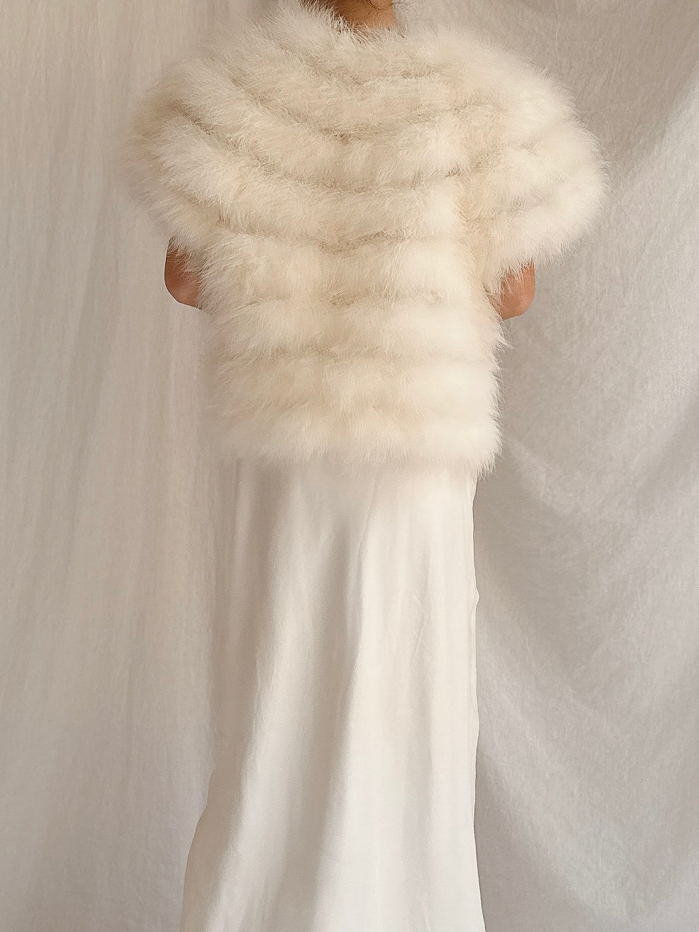 Vintage Sleeveless Feather Jacket - OSFM