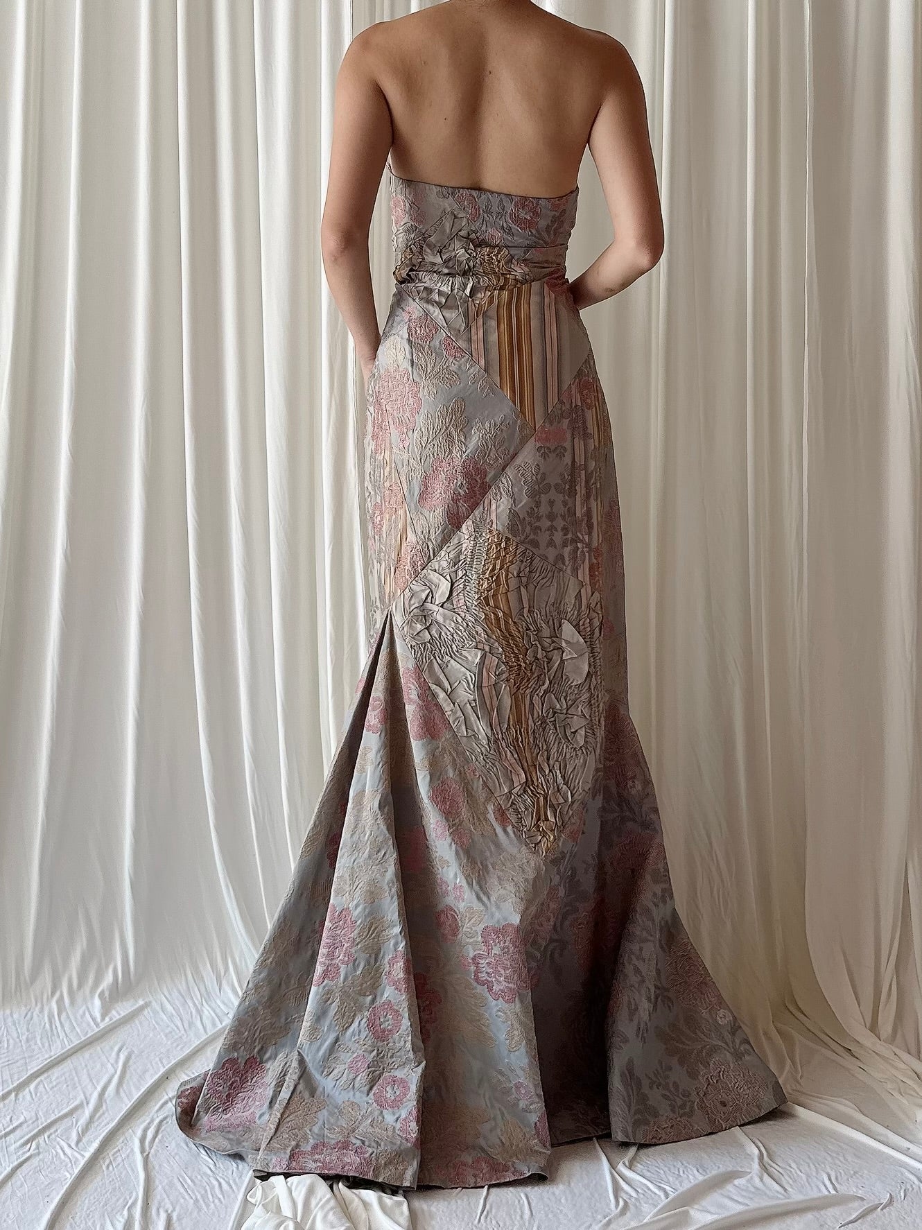 Vintage Paul Vasseur Silk Brocade Dress - FR 40