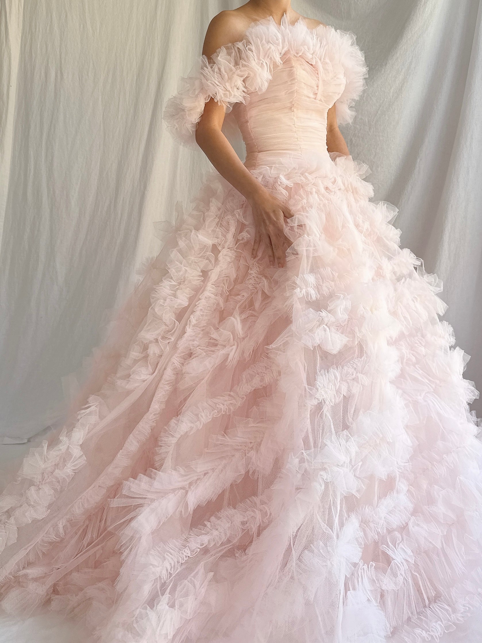 1950s Light Pink Tulle Gown - XXS/0