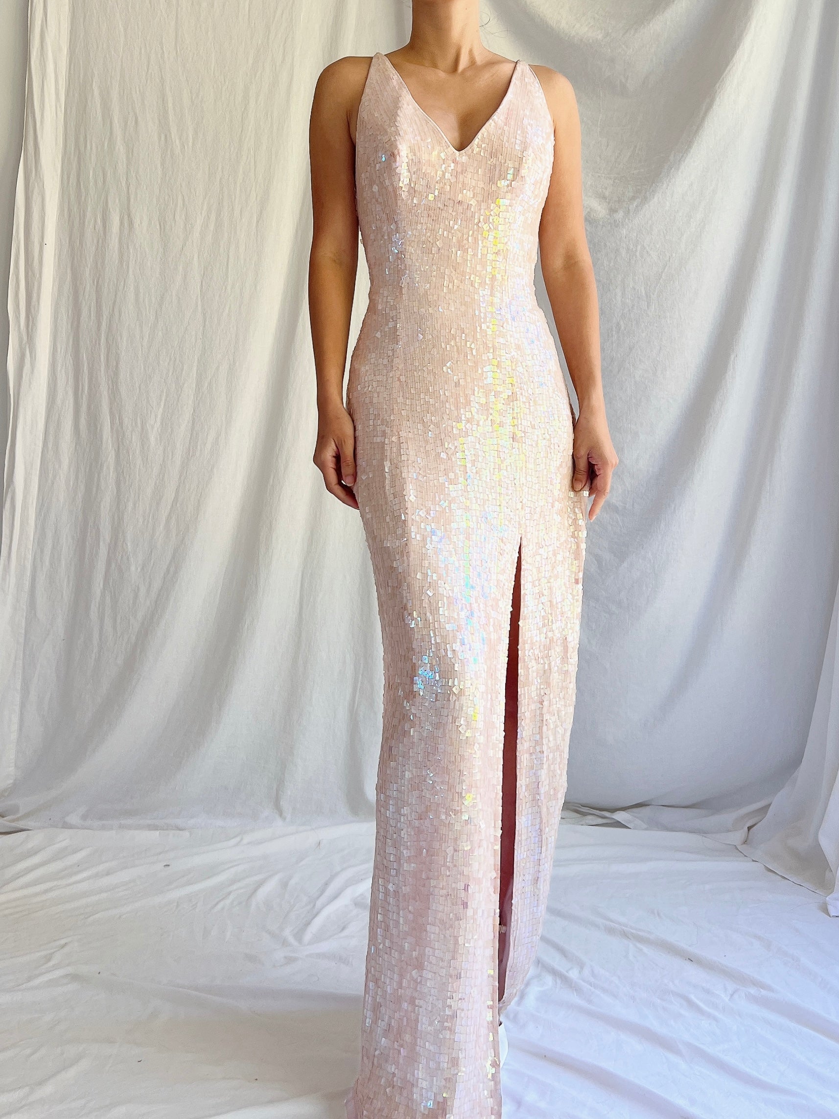 Vintage Shell Pink Sequins Dress - S