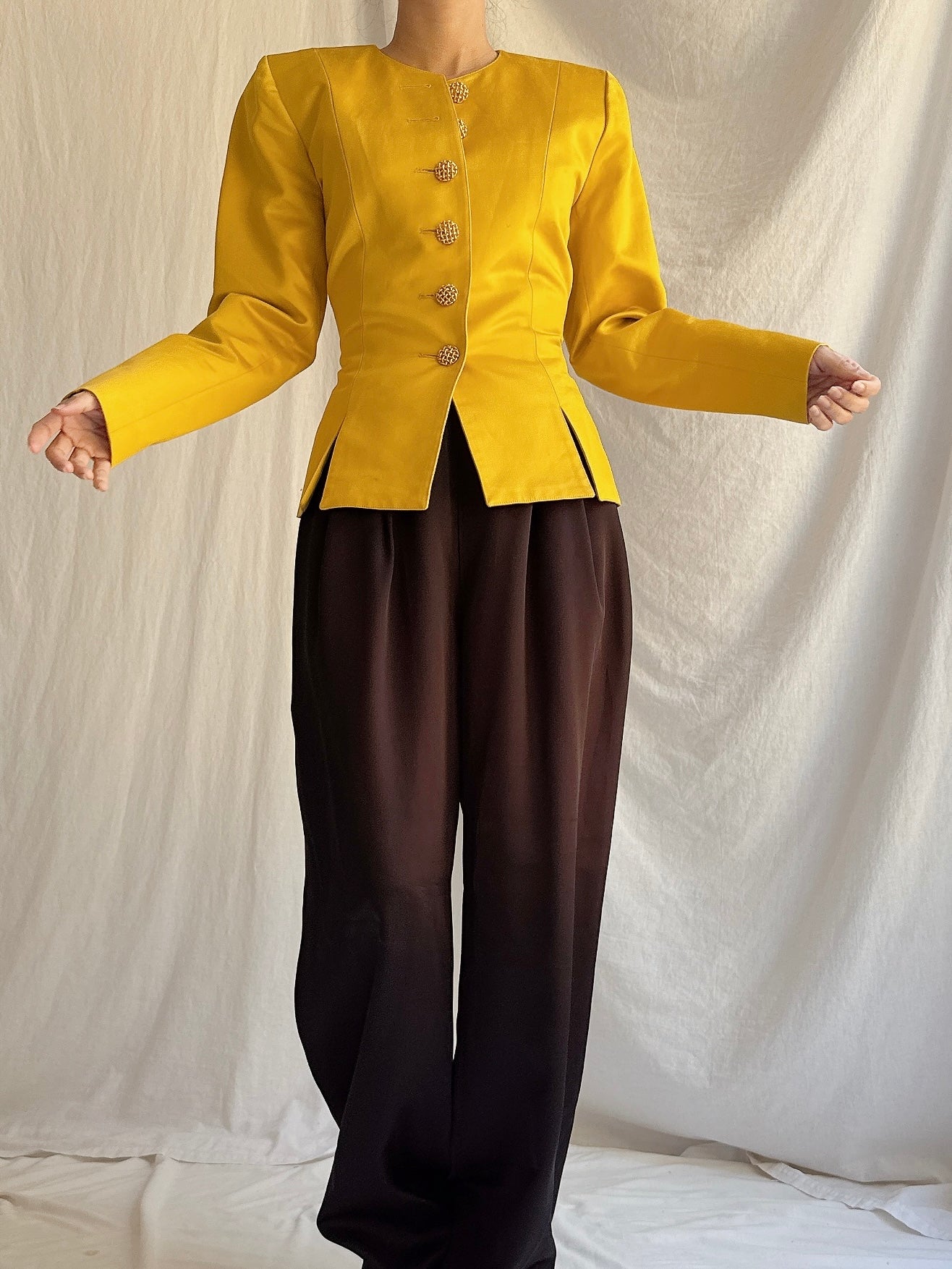 Vintage YSL Marigold Silk Blazer - S/M