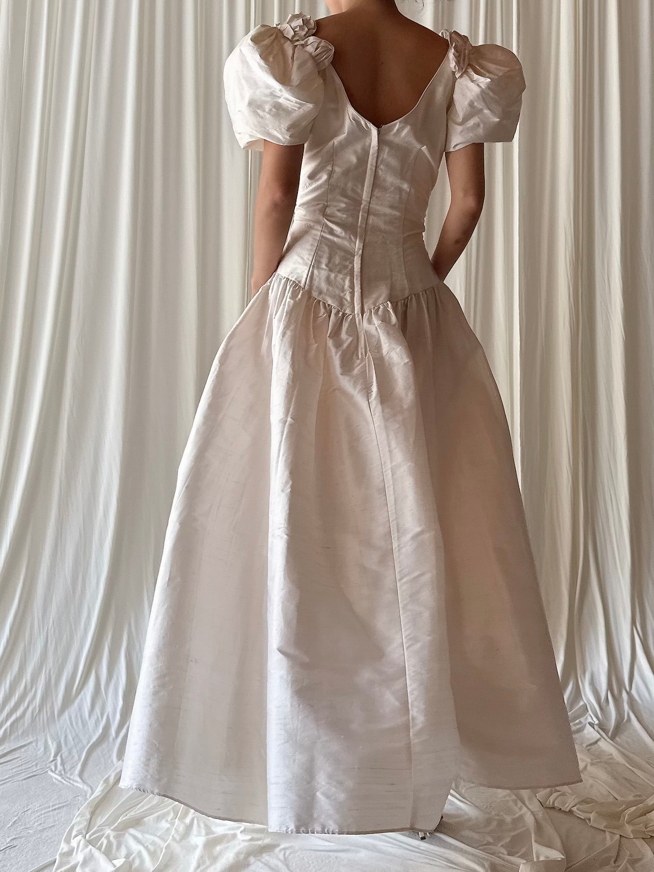 1980s Rosette Silk Dress - M