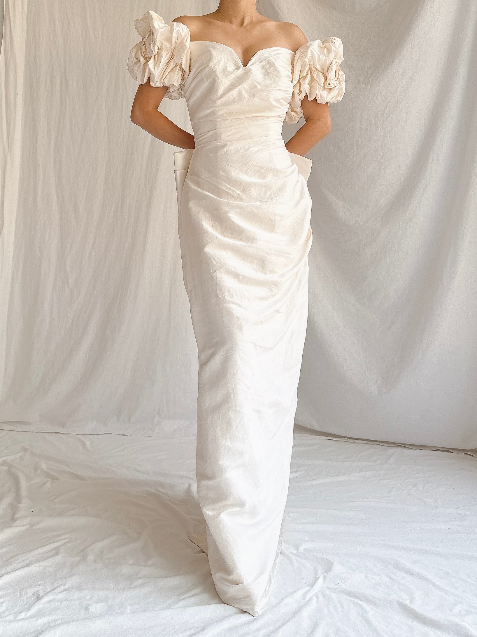 1980s/90s Raw Silk Column Gown - XS