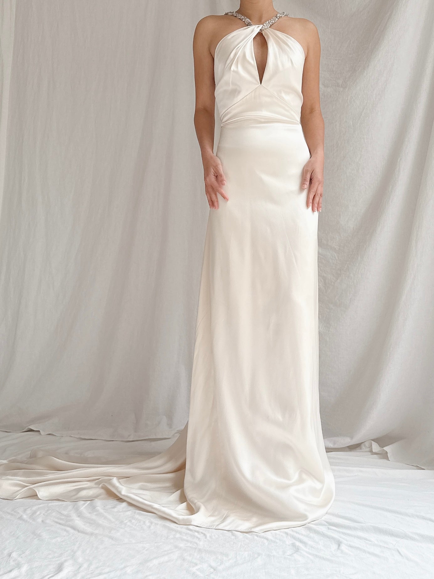 Vintage Jim Hjelm Silk Halter Gown - M/L 10