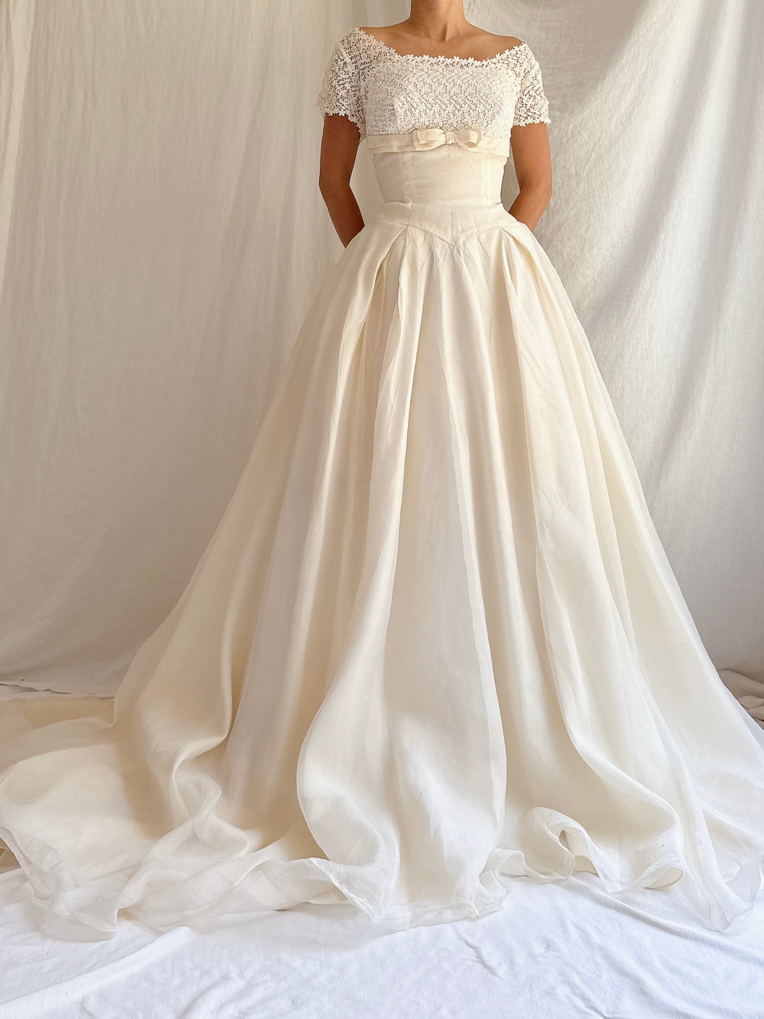 1950s Silk Organza Bow Dress - XS/S