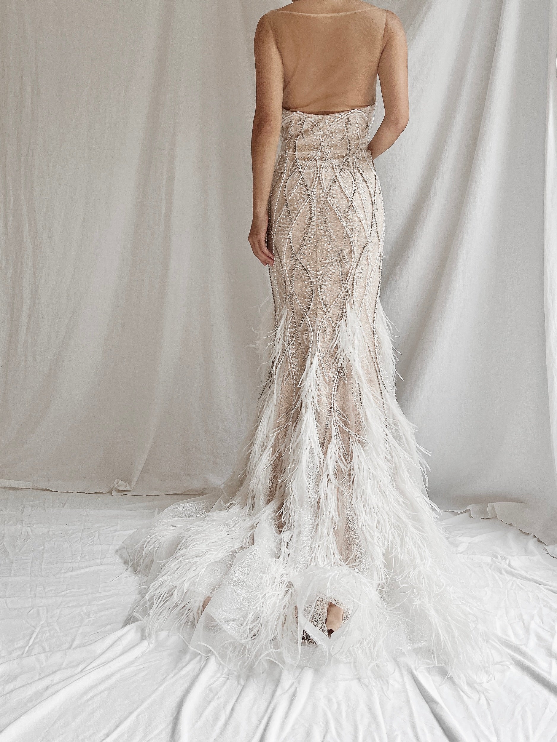 00 Beaded Feather Gown - S/6