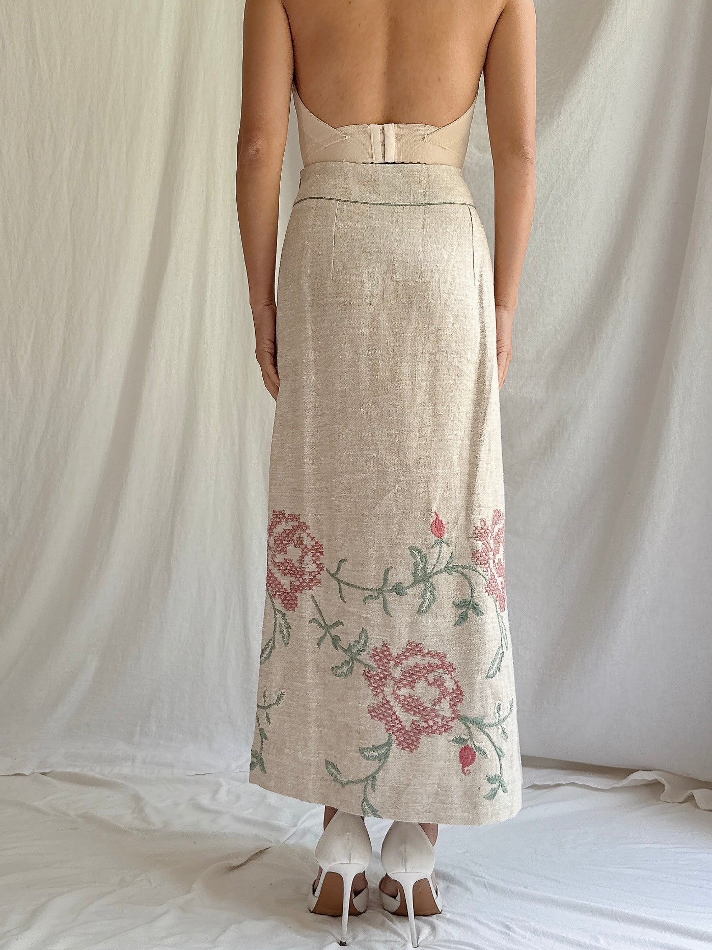 Vintage Cottonade Paris Linen Skirt - FR 38