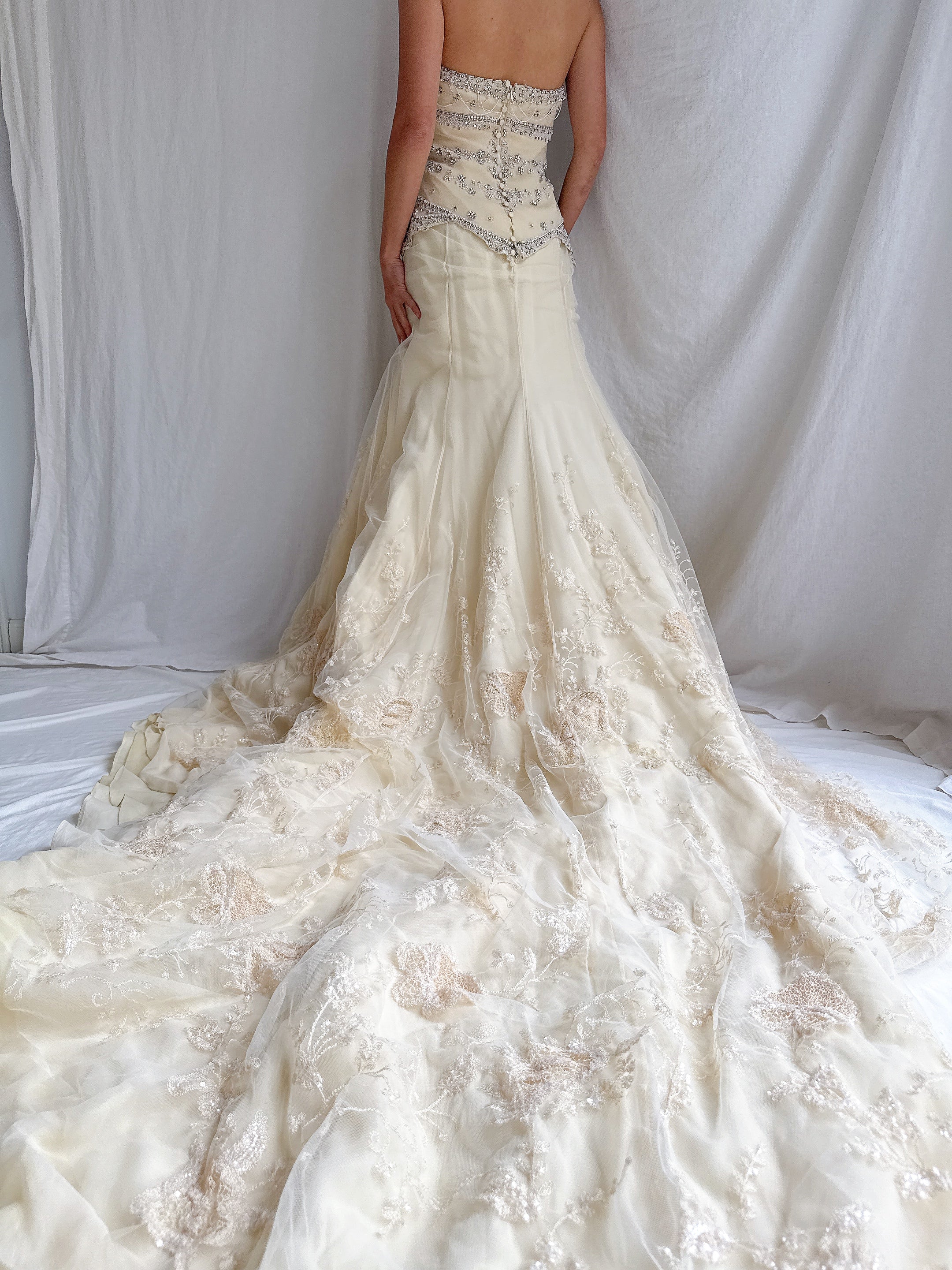 Vintage Badgley Mishka Couture Silk Embroidered Gown - M/6