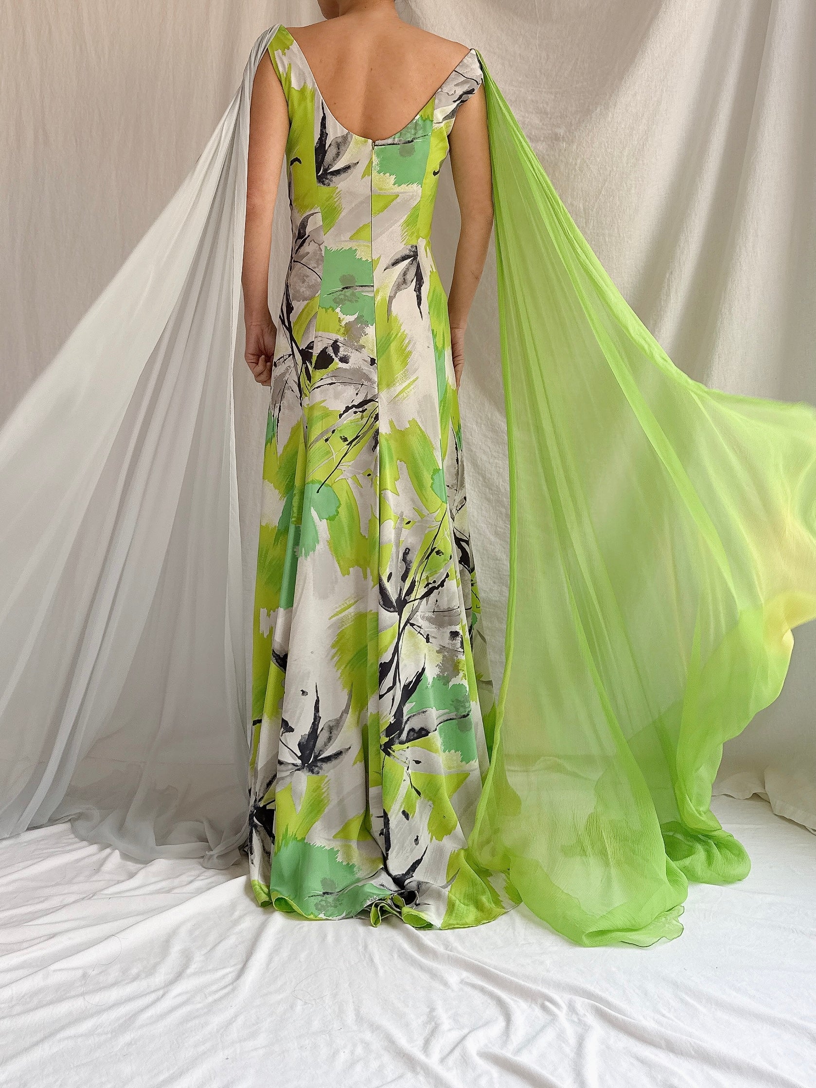 Vintage Thierry Huet Silk Abstract Gown - S