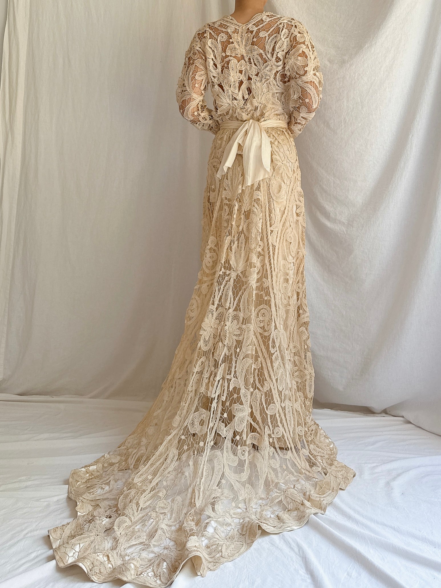 Antique Battenburg Lace Gown - S
