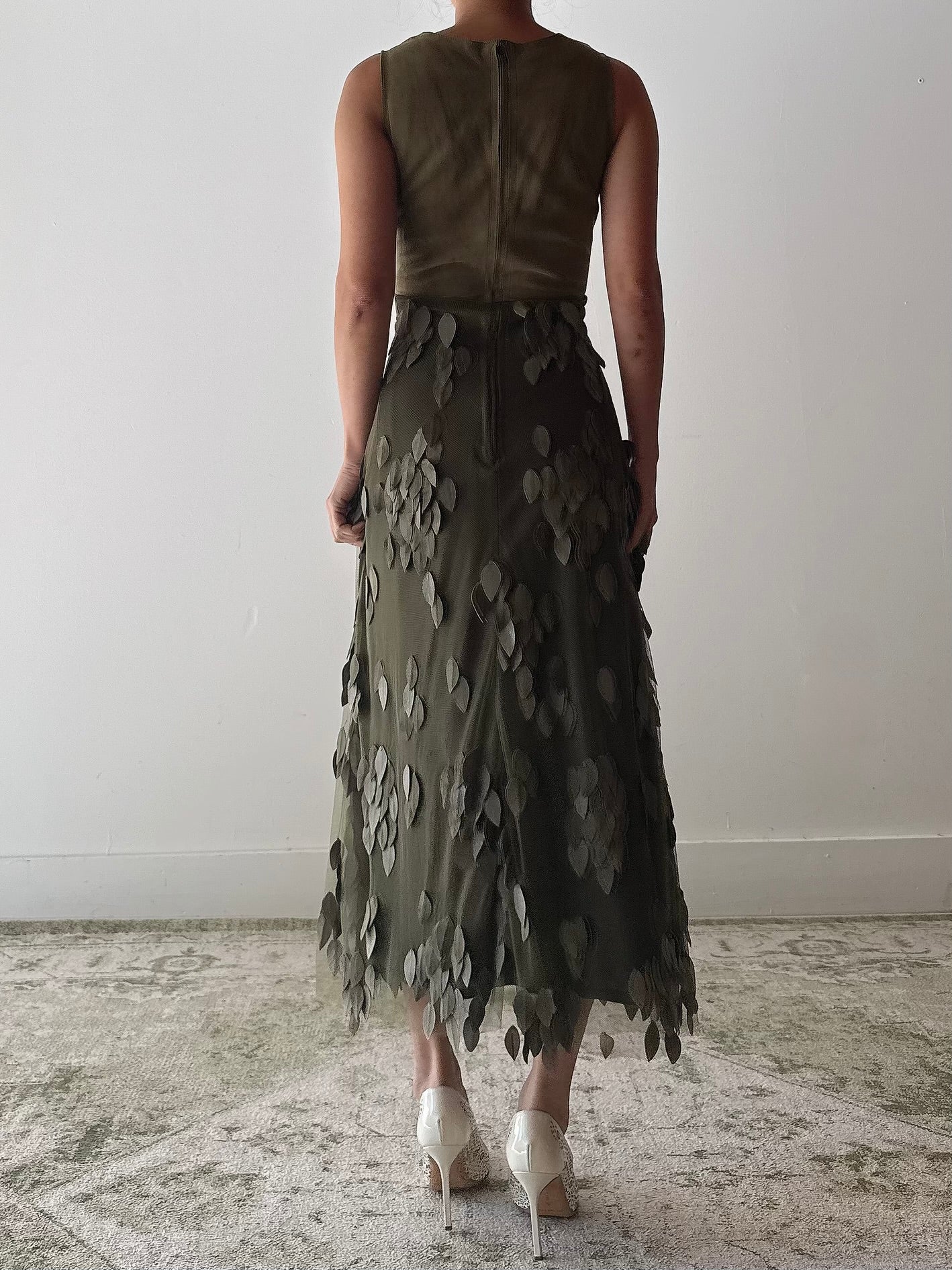 Vintage Estrella Spain Suede Leaf Dress - M