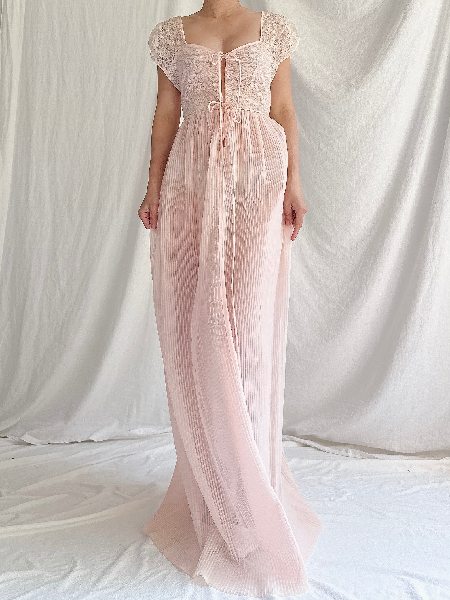 1950s Nylon Pleated Slip Dress - S