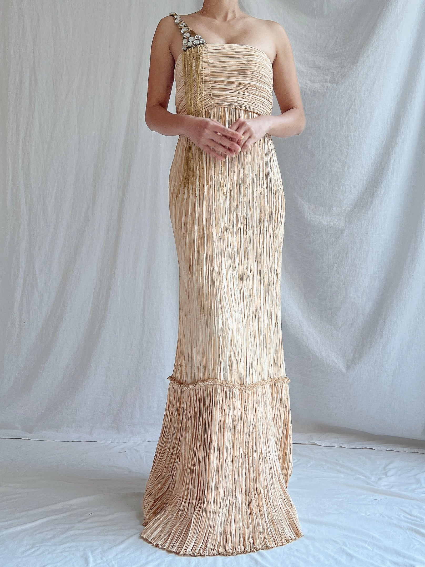 Vintage Mary McFadden Pleated Gown - M