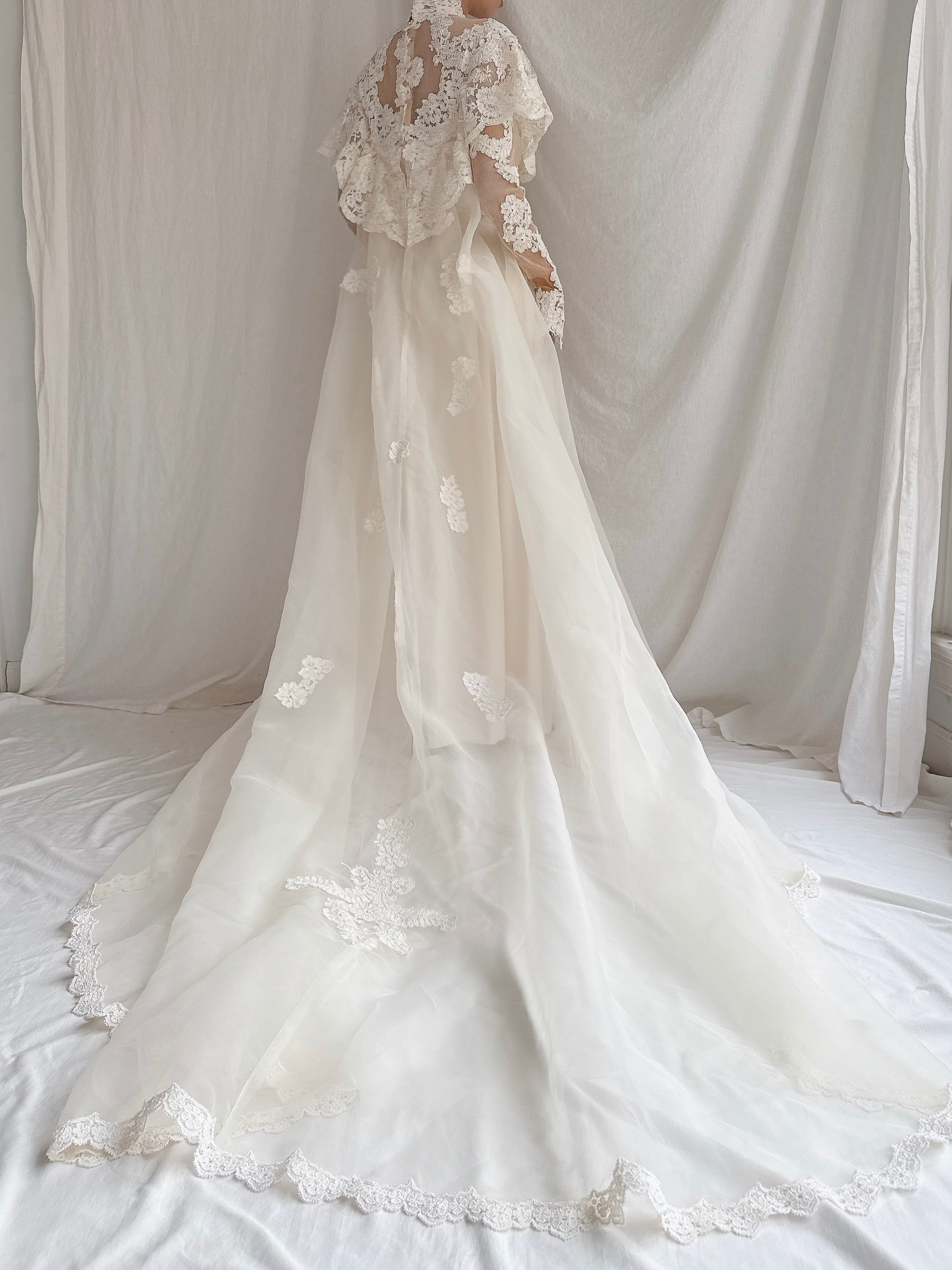 1970s Organza Lace Gown - S