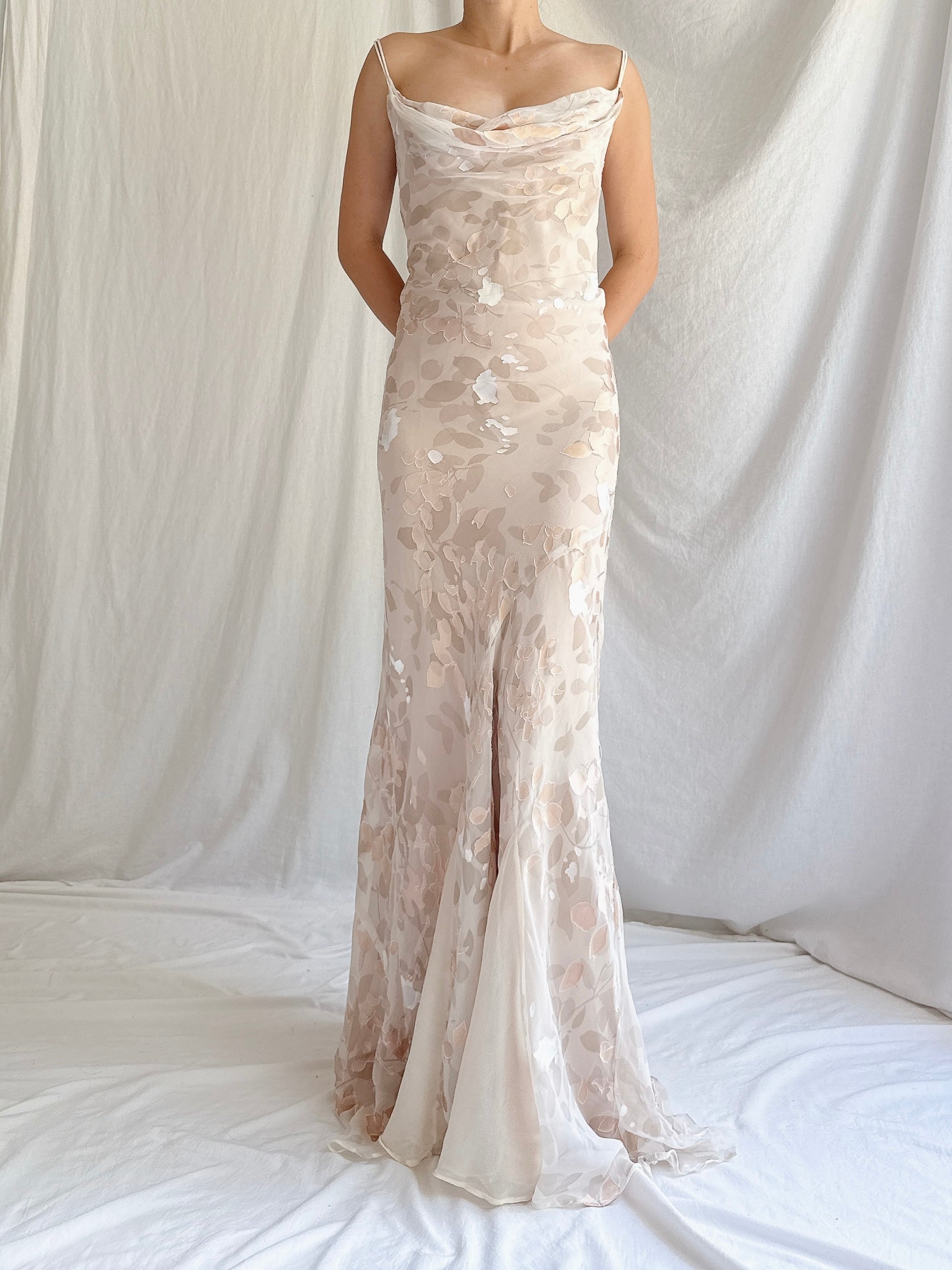 1990s Silk Devore Bias Cut Gown - M
