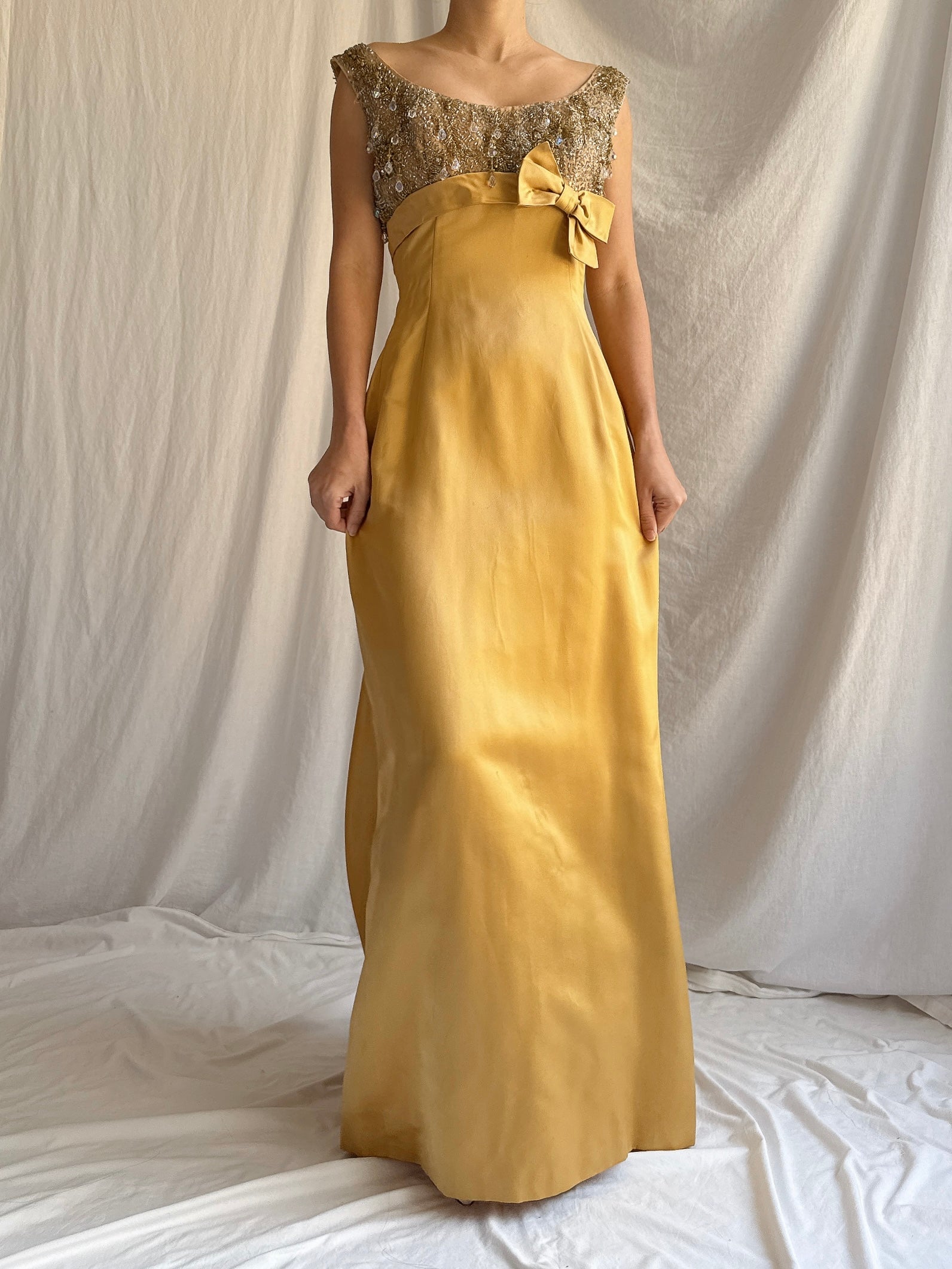 1960s Mustard Silk Gown - XS