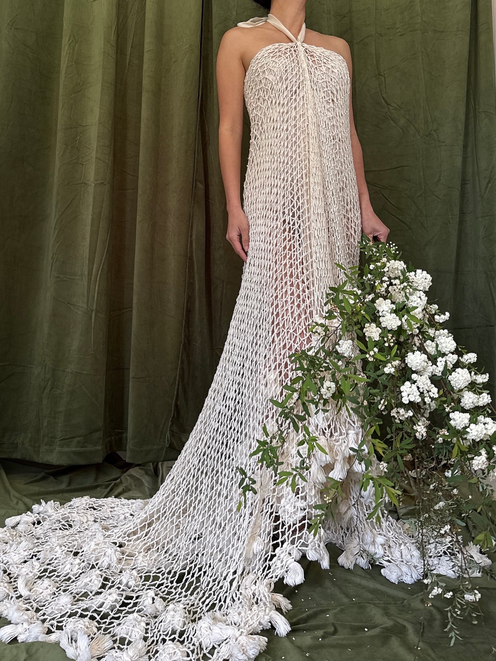 Vintage Handmade Knit Shawl Dress - OSFM