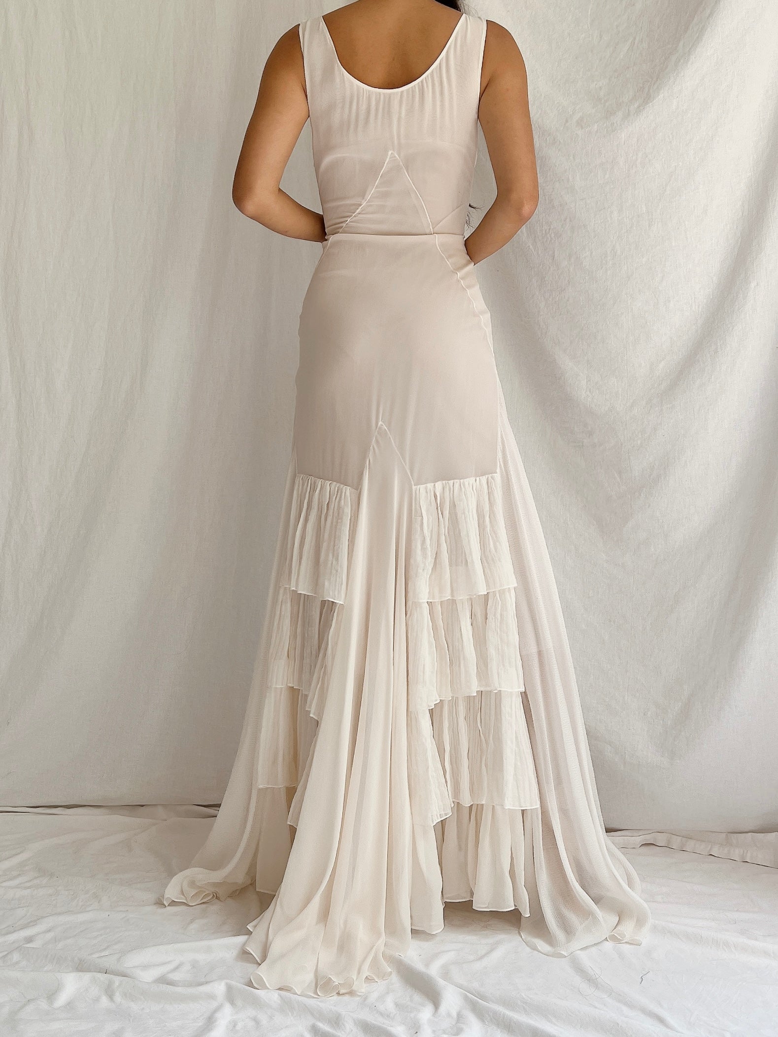 Y2K Silk Tiered Gown - S