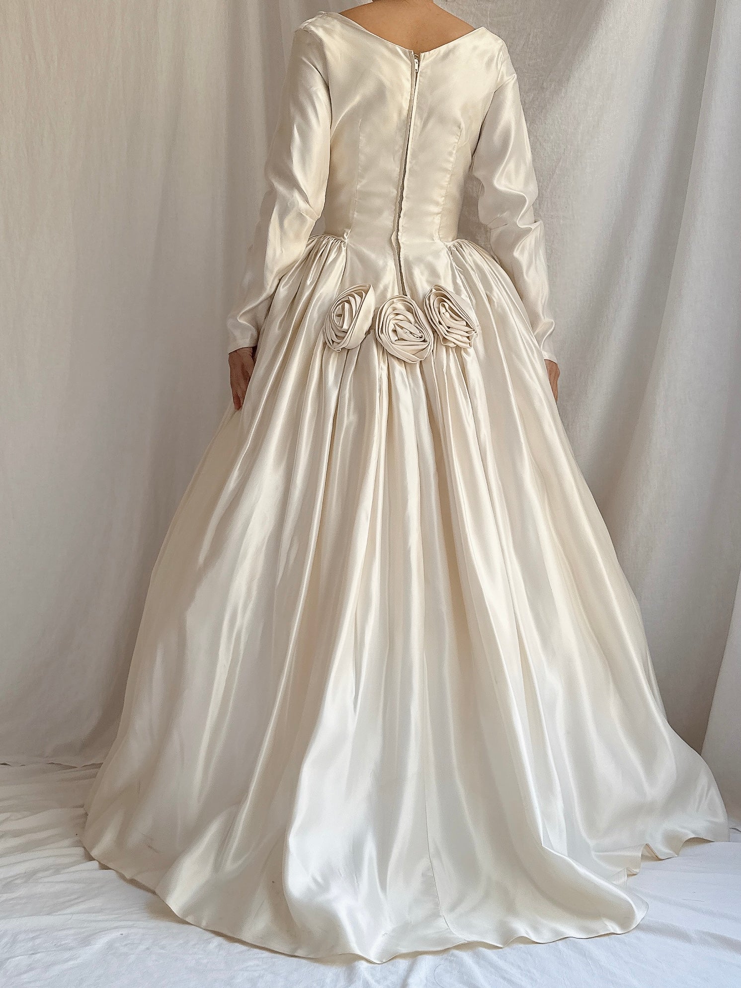 1950s Satin Long Sleeve Gown - XS