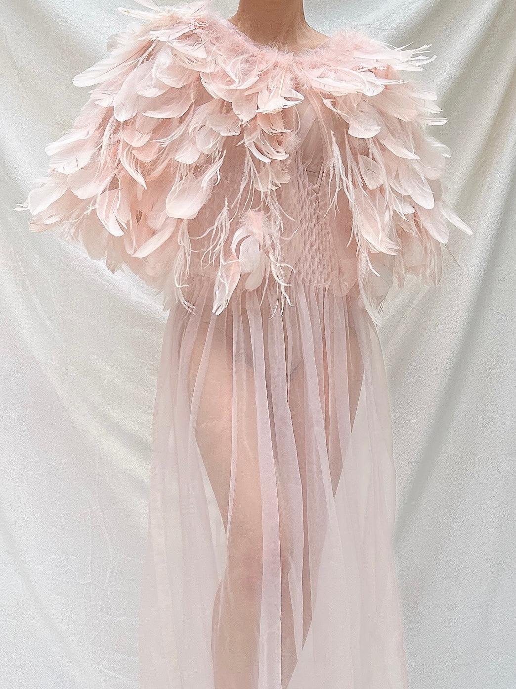 Vintage Pink Feather Cape - OSFM