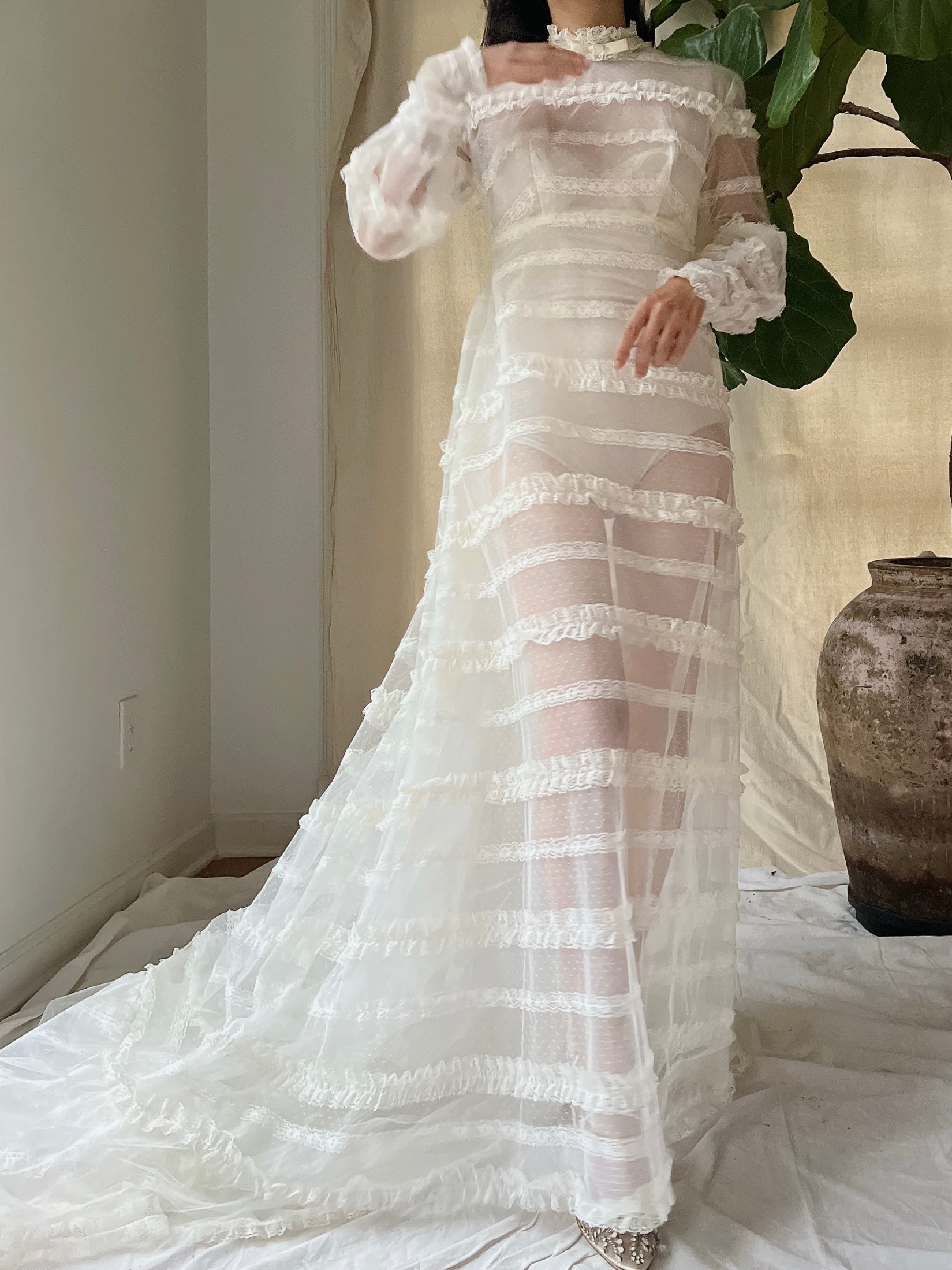 1960s Sheer Tulle Gown - XS