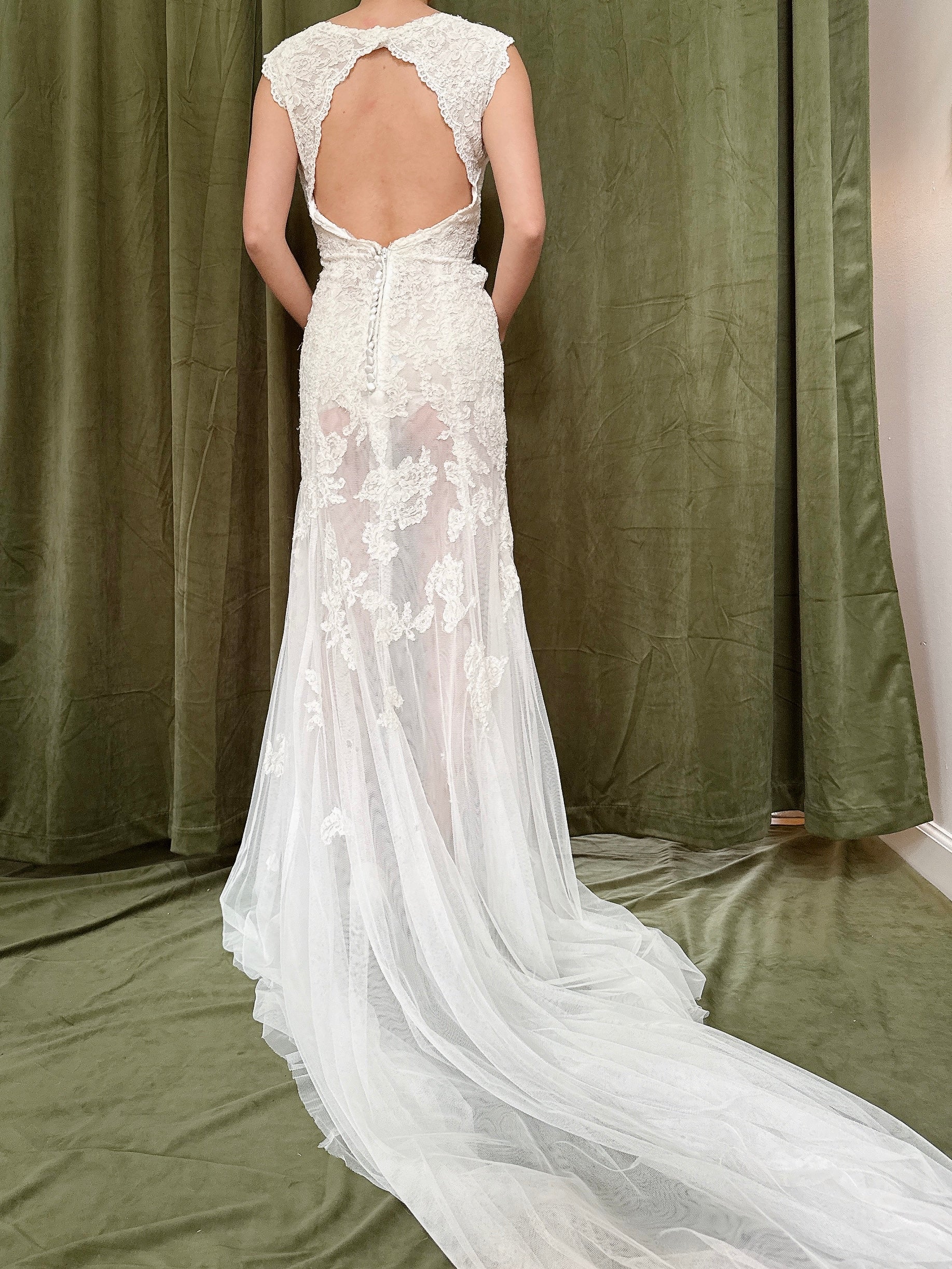 Vintage Sheer Lace Dress Dress - S